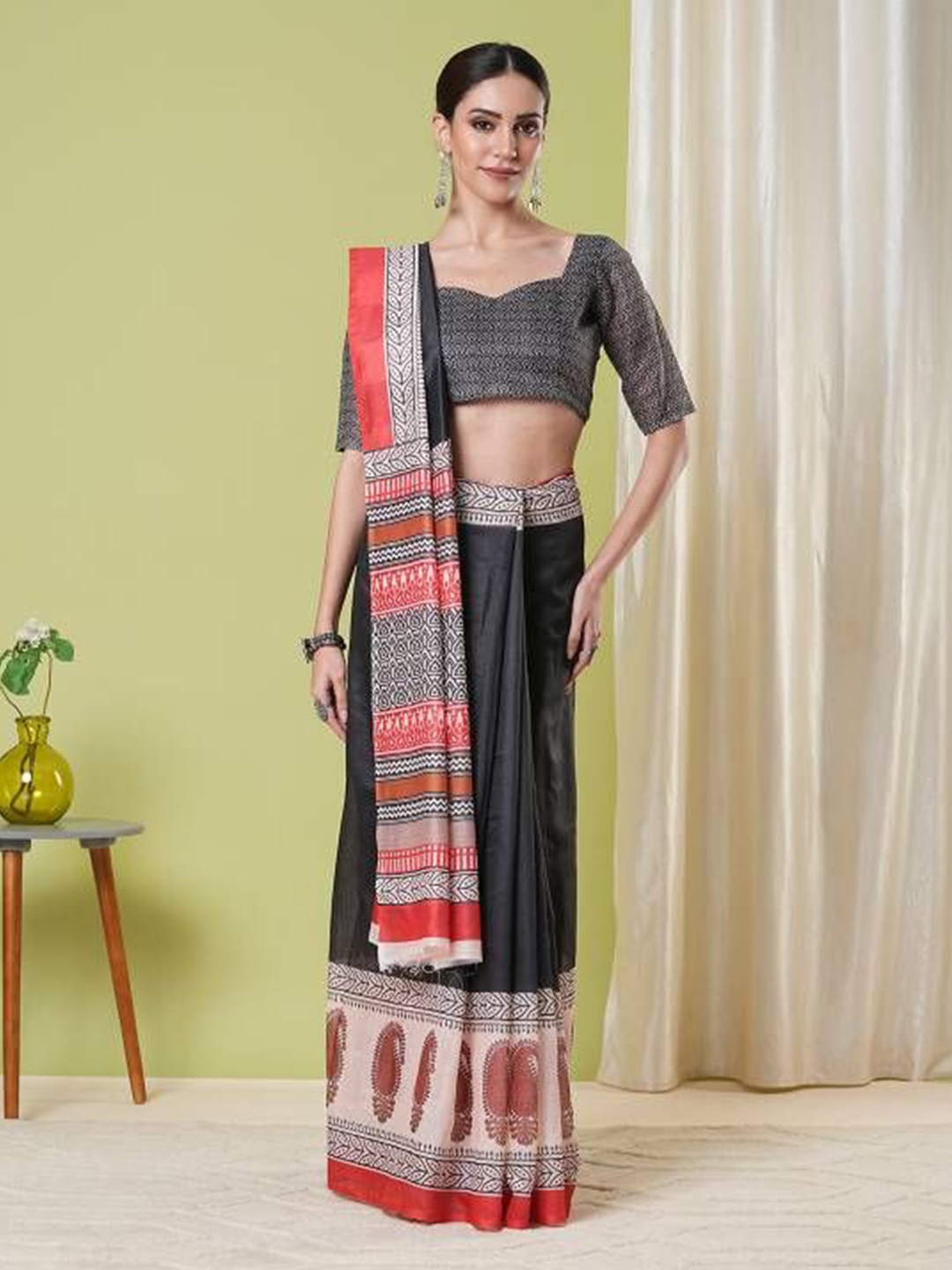 

HI FI NX Chanderi Saree, Black