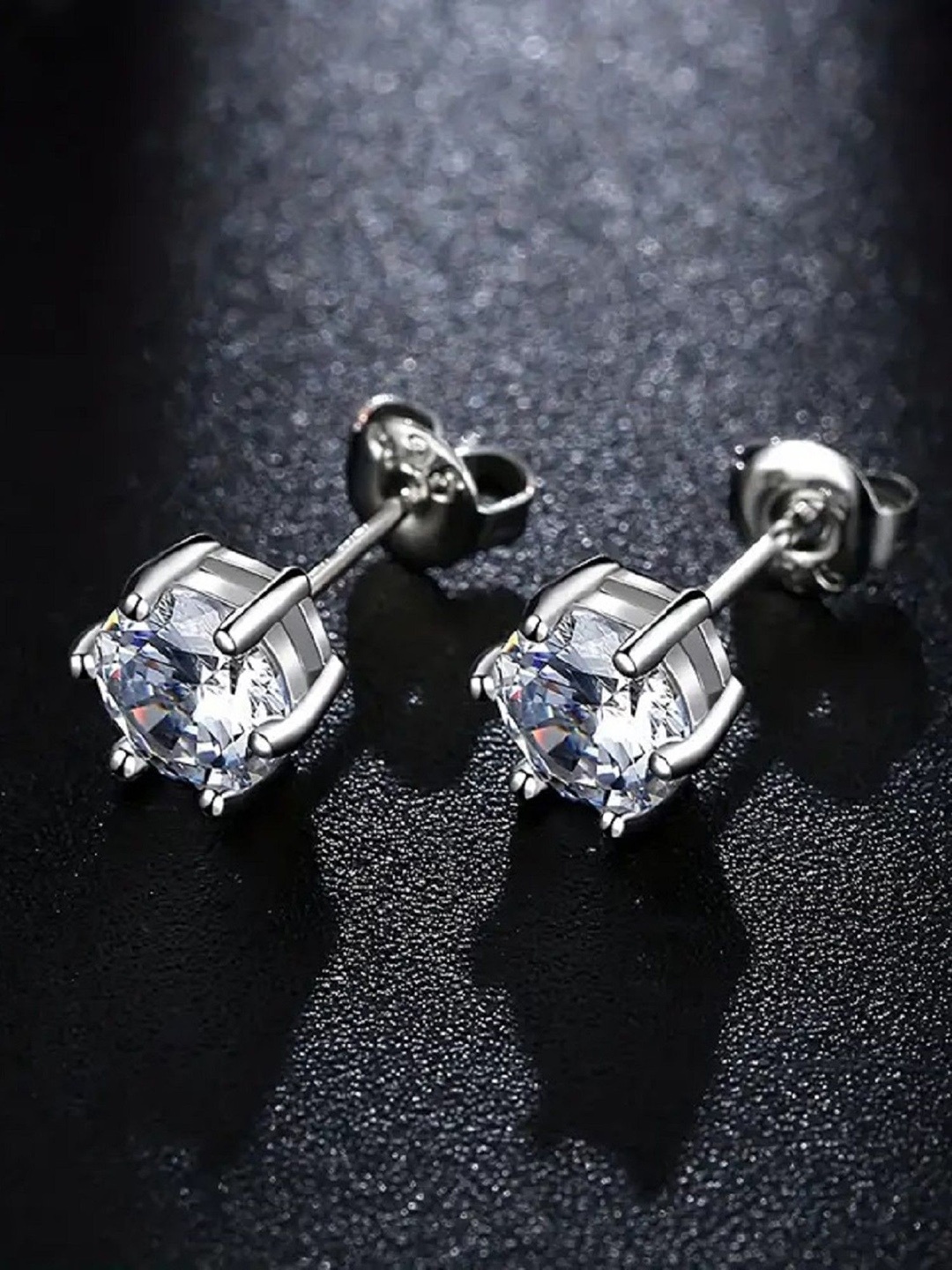 

fabula Metal Silver Plated Cubic Zirconia Contemporary Studs