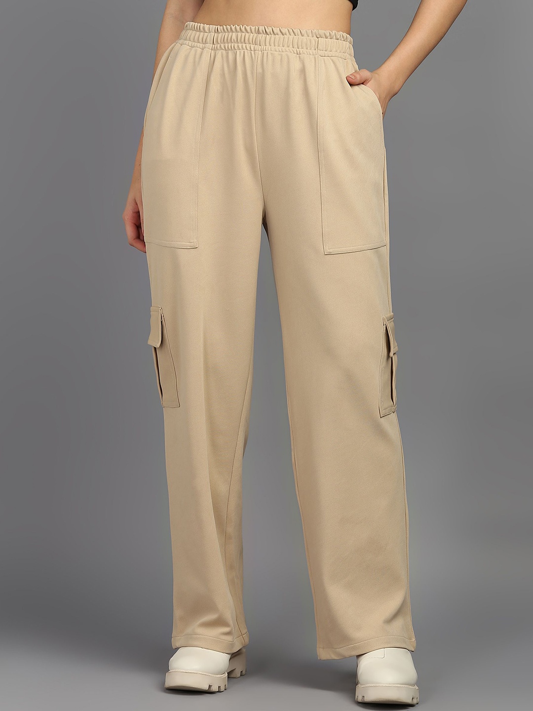 

DressBerry Women Straight Fit Cargos Trousers, Beige