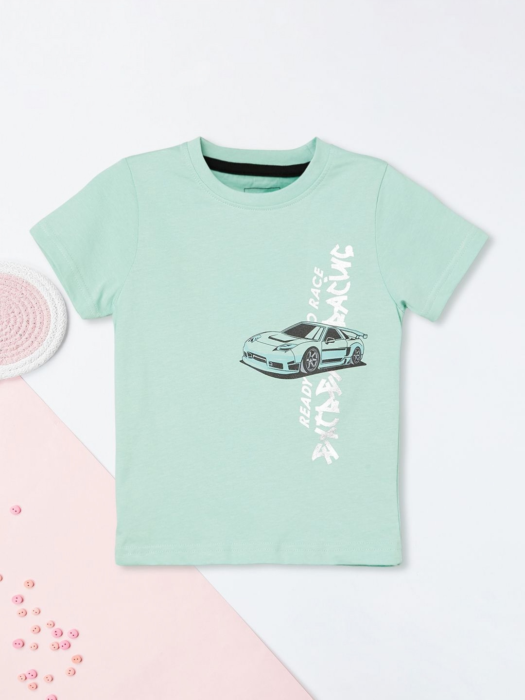 

max Boys Graphic Printed Round Neck Cotton T-shirt, Sea green