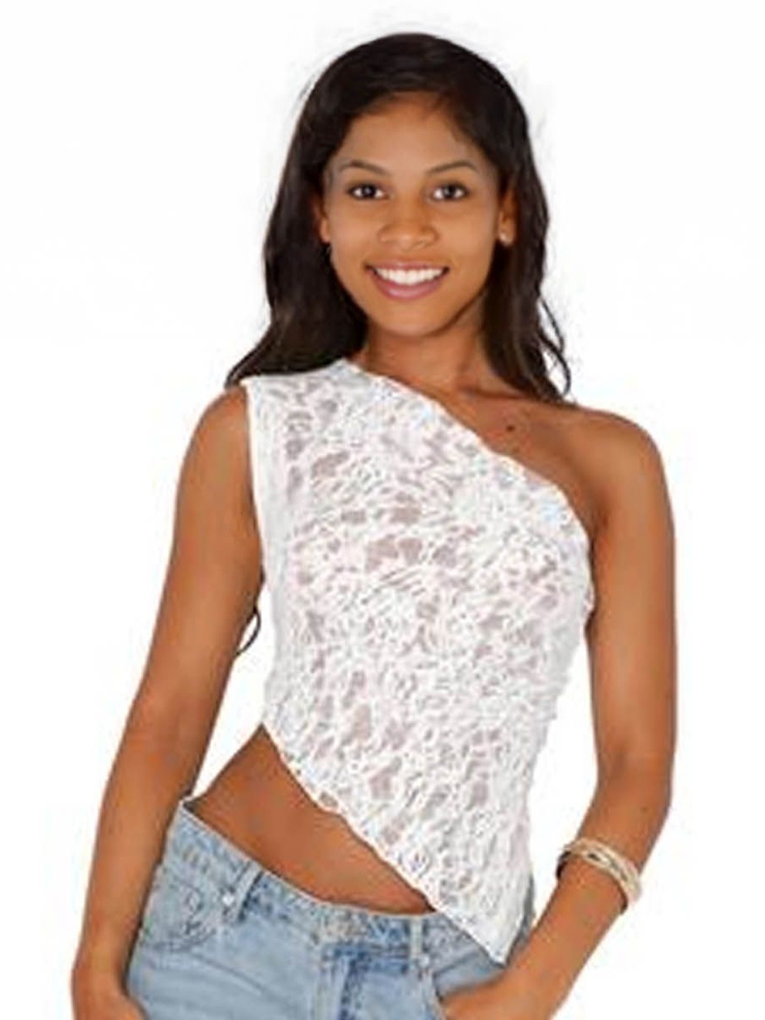 

StyleCast Print One Shoulder Top, White