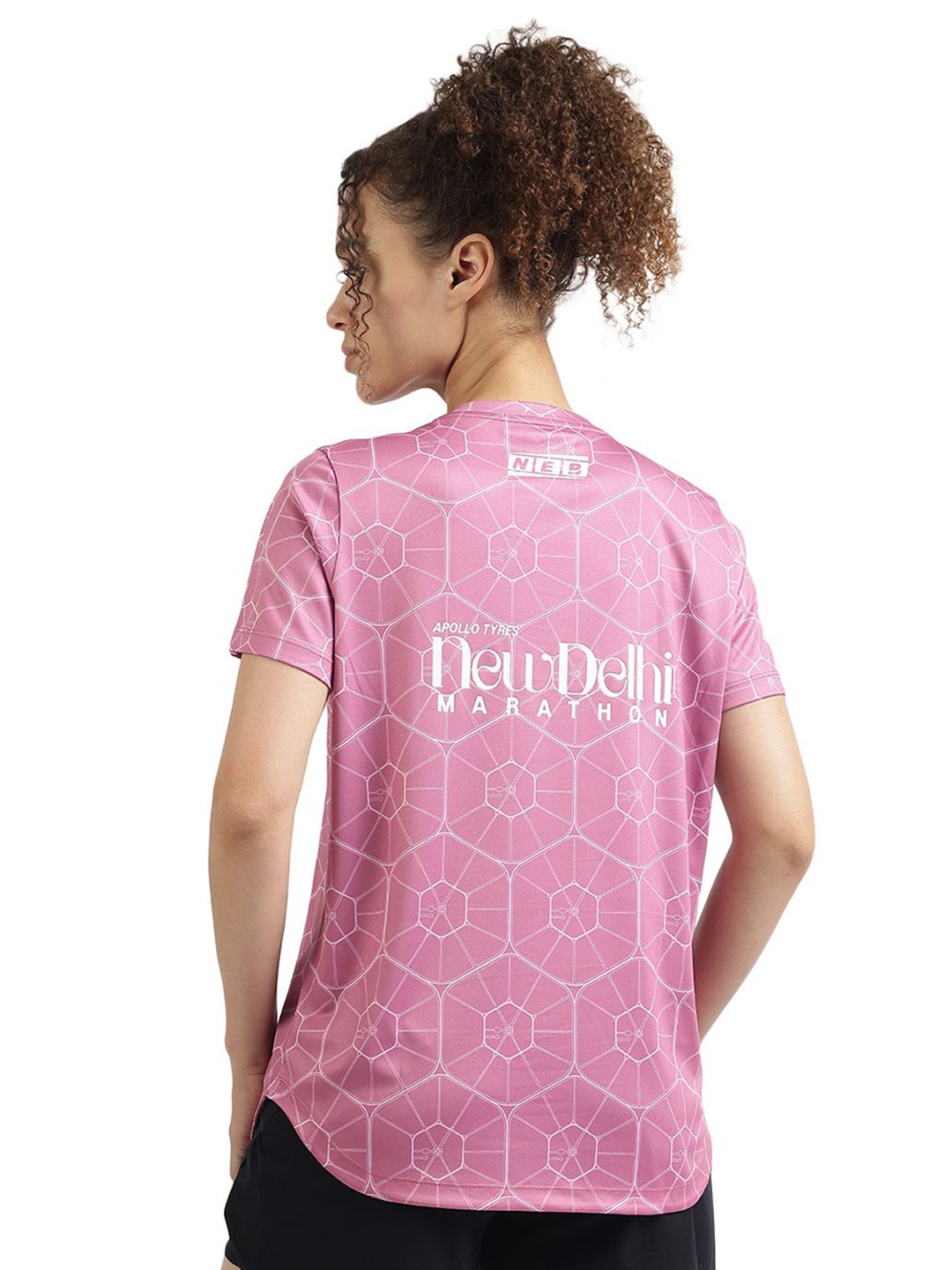 

ASICS Women Geometric Printed Round Neck T-shirt, Pink
