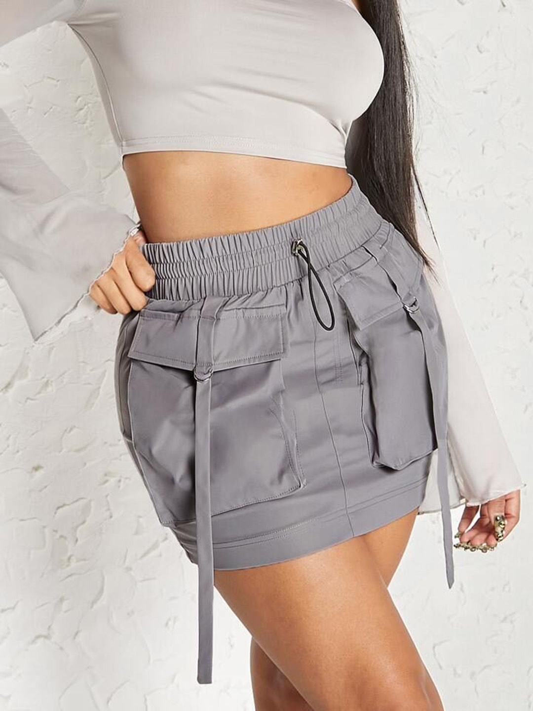 

TABADTOD Cargo Mini Skirt, Grey