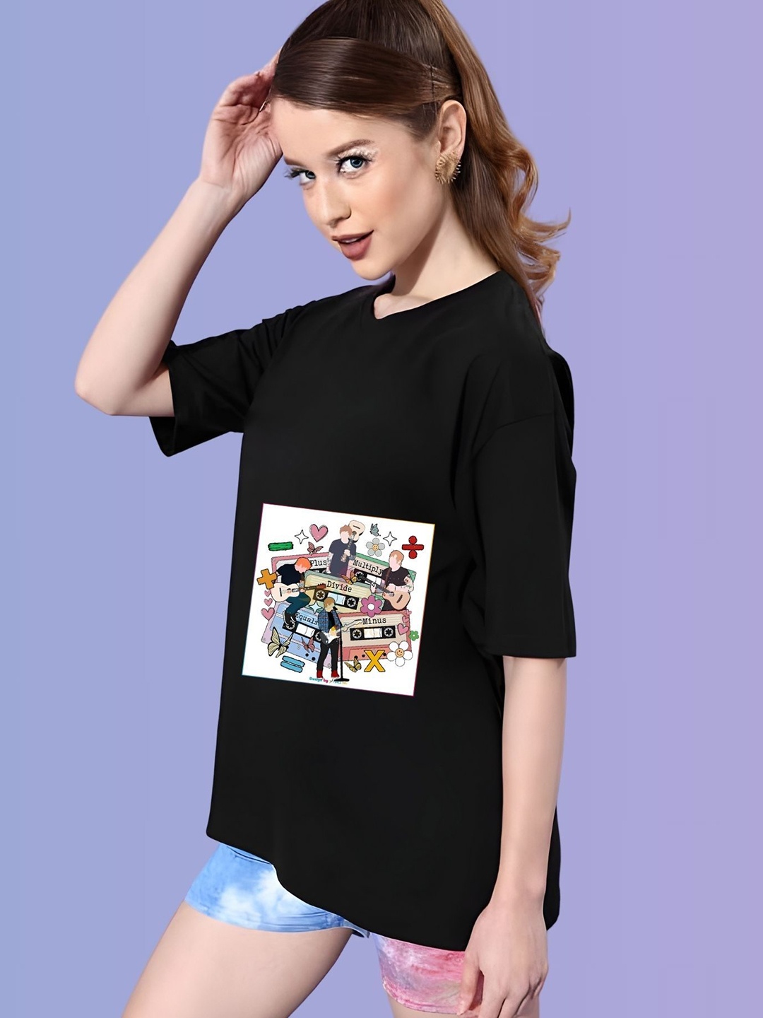 

TRENDSATTIRE Women Ed Sheeran Mathematics Tour Fan Tshirt, Black