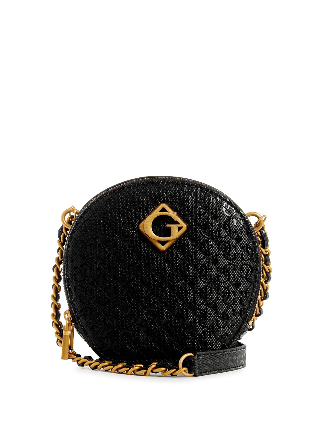 

GUESS Textured PU Structured Shoulder Bag with Applique, Black