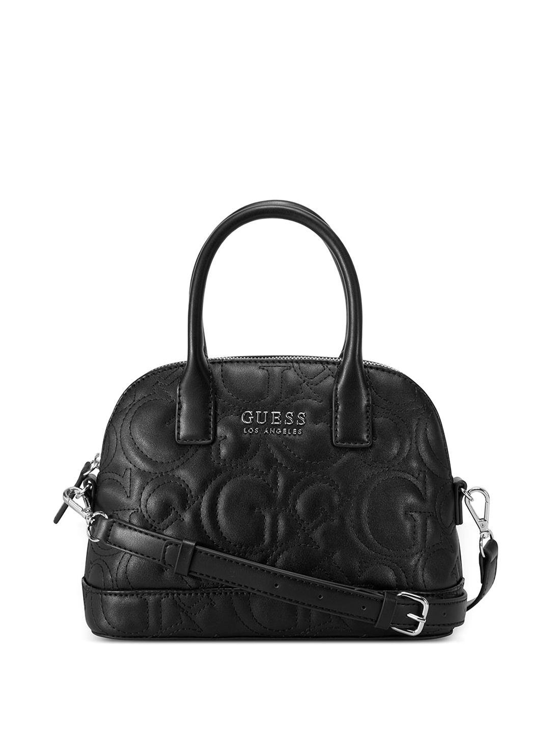 

GUESS Textured PU Structured Satchel with Quilted, Black