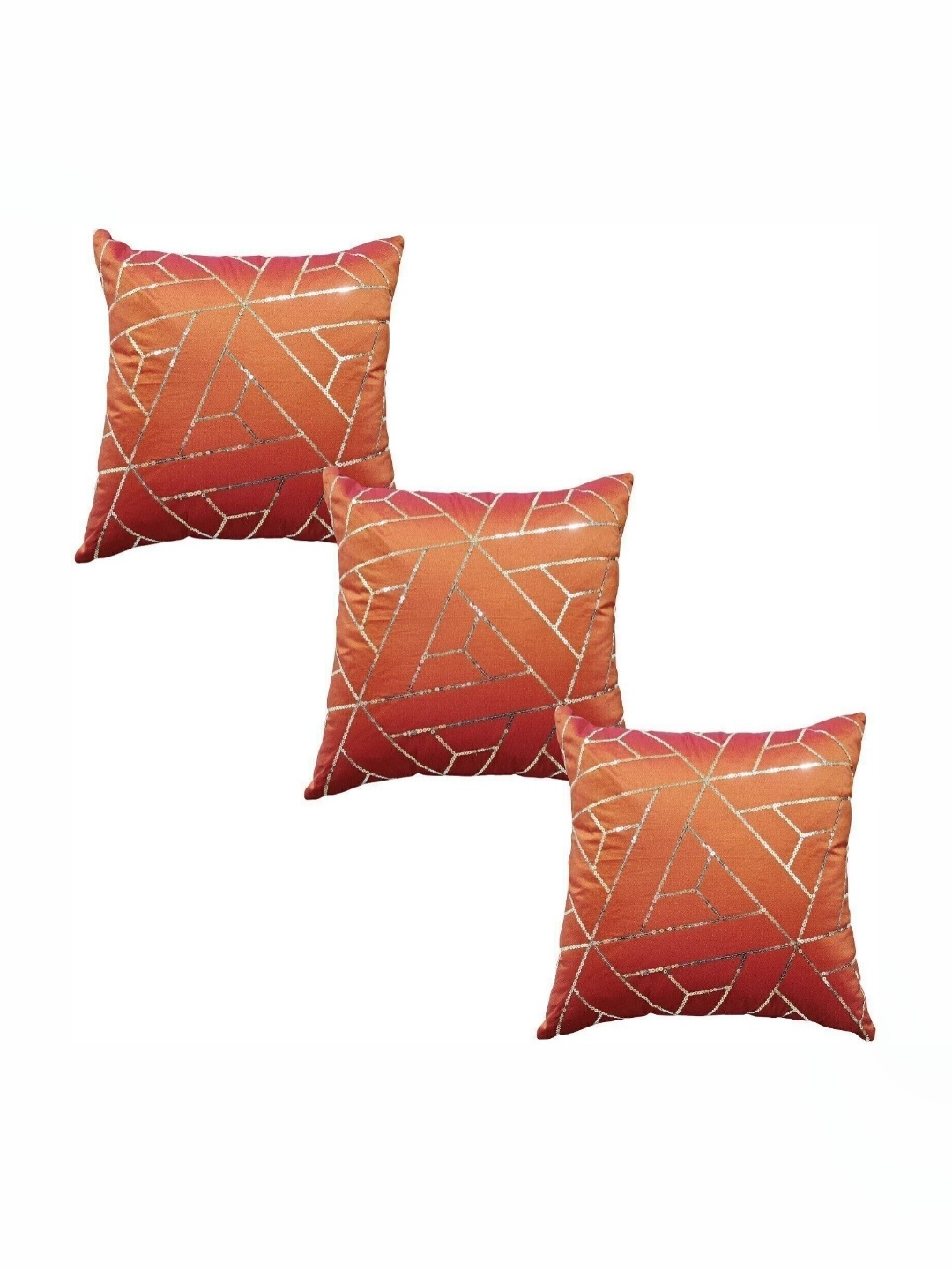 

HOME9INE Rust Set of 3 Sequinned Square Cushion Covers