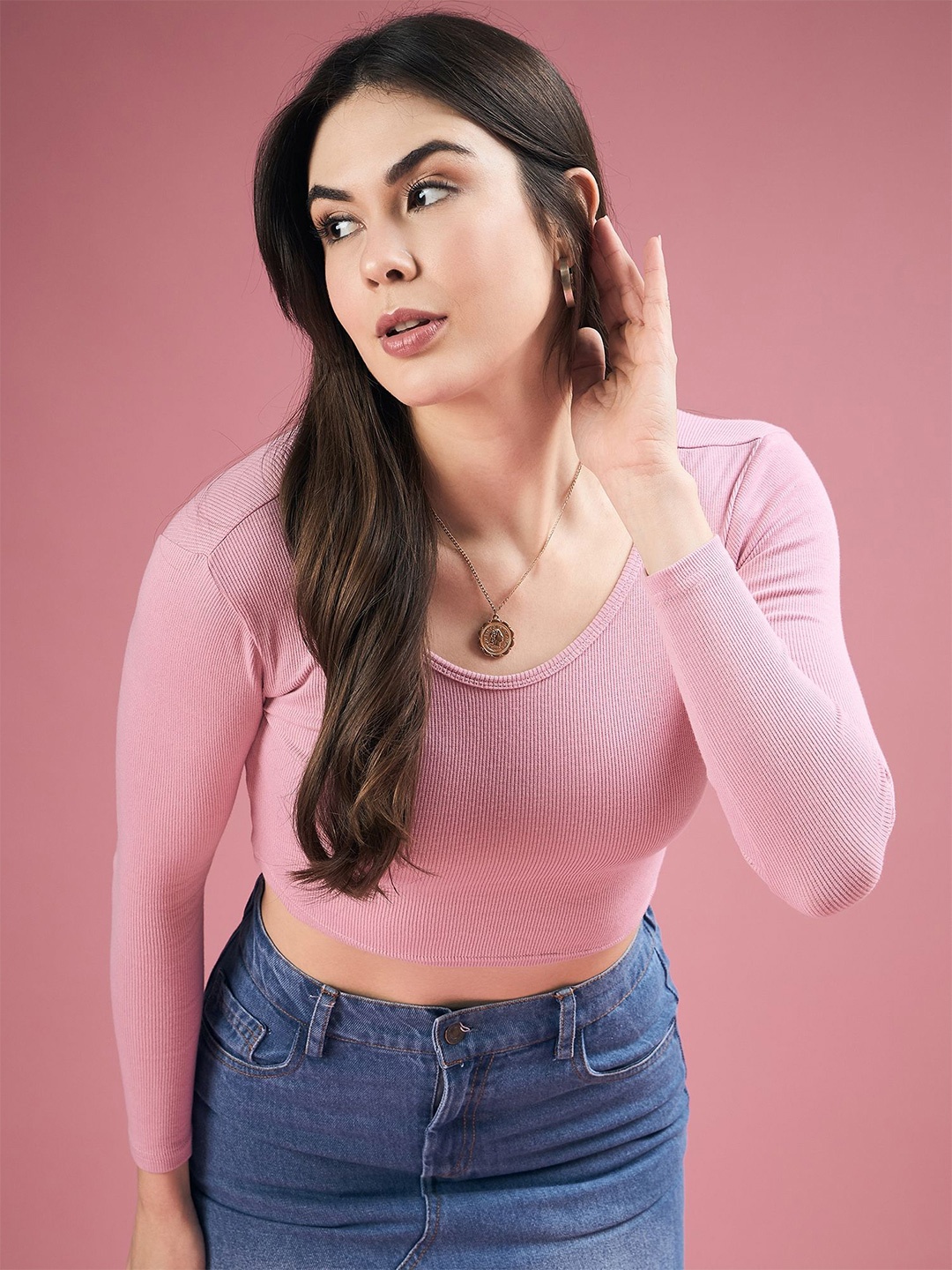 

DressBerry Fitted Crop Top, Pink