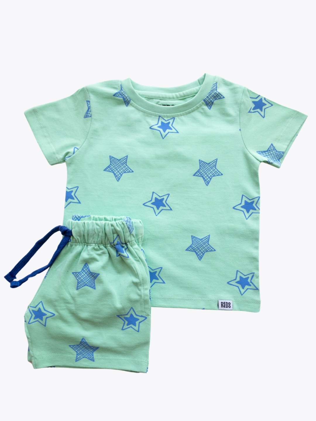 

Reedoo Kids Shining Stars Printed Pure Cotton T-shirt With Shorts, Green