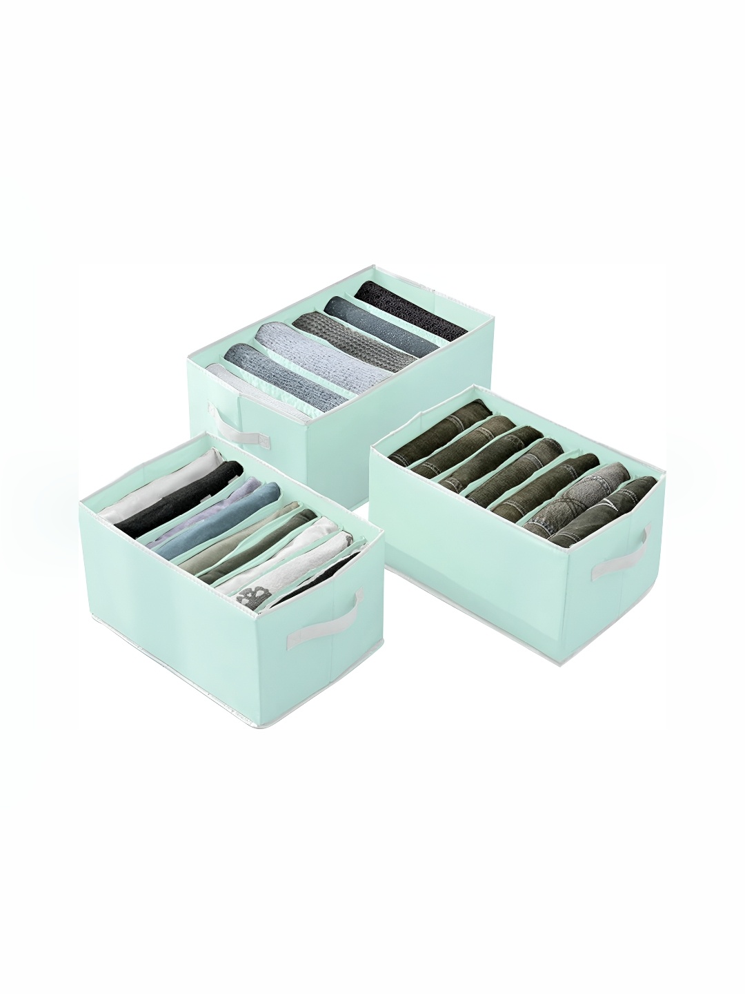 

FAVRIA Green Set of 3 Reusable Drawer Organiser Organisers