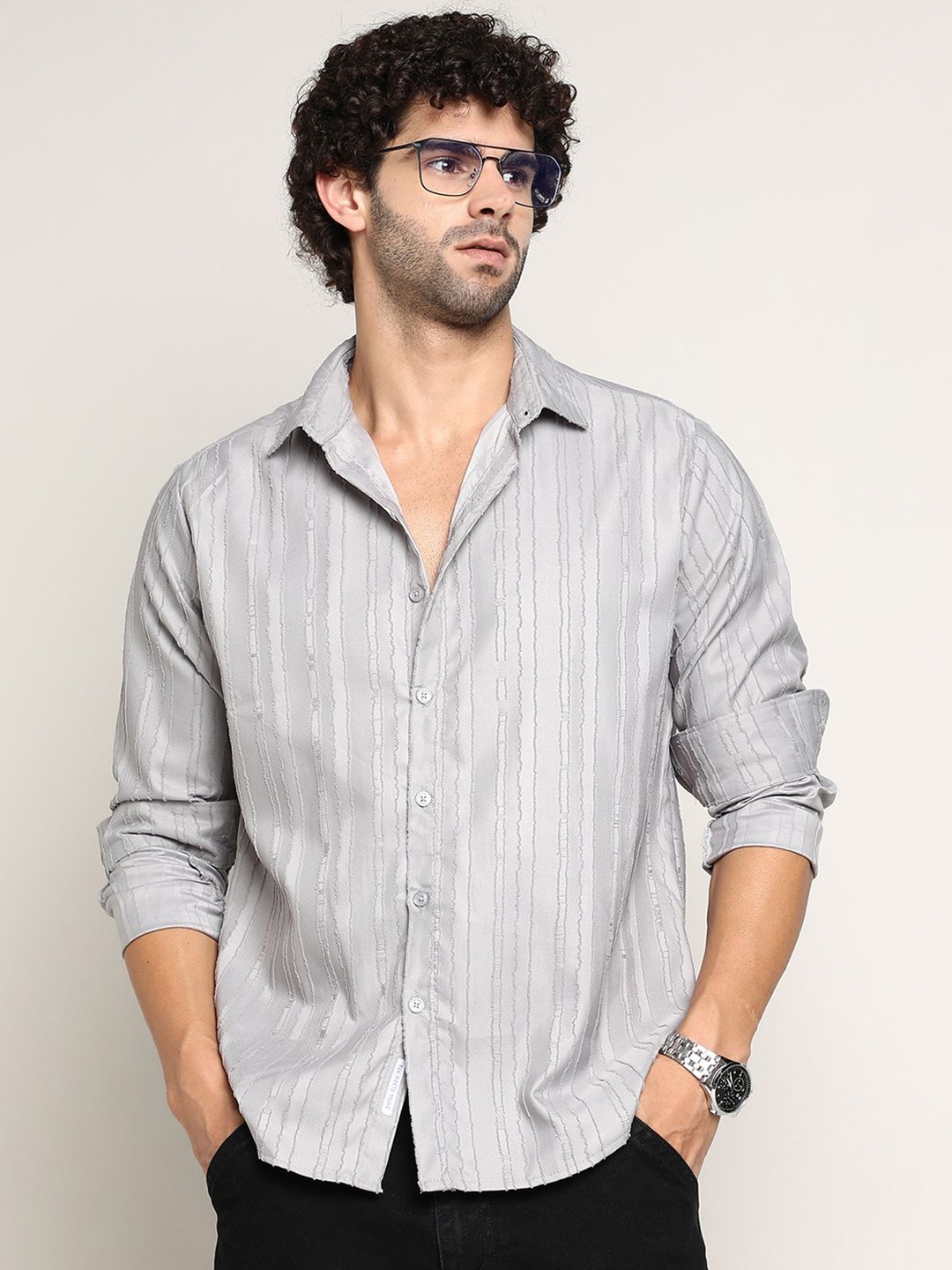 

Campus Sutra Men Comfort Opaque Casual Shirt, Grey