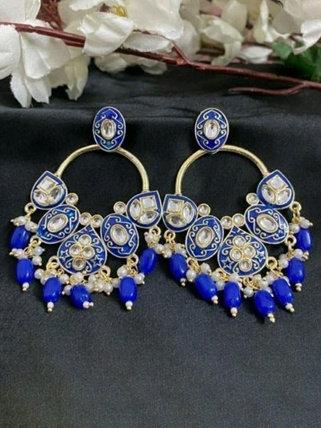 

TANLOOMS Oval Chandbalis Earrings, Blue