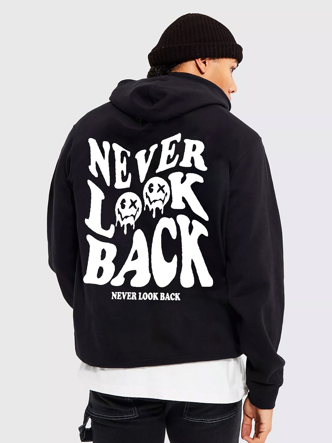 

zentik Men Printed Hooded Sweatshirt, Black