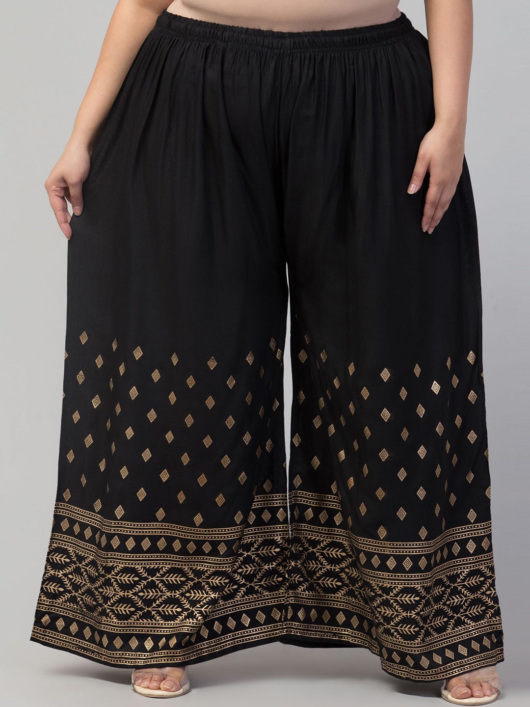 

STYLE PREZONE Women Ethnic Motifs Printed Ethnic Palazzos, Black