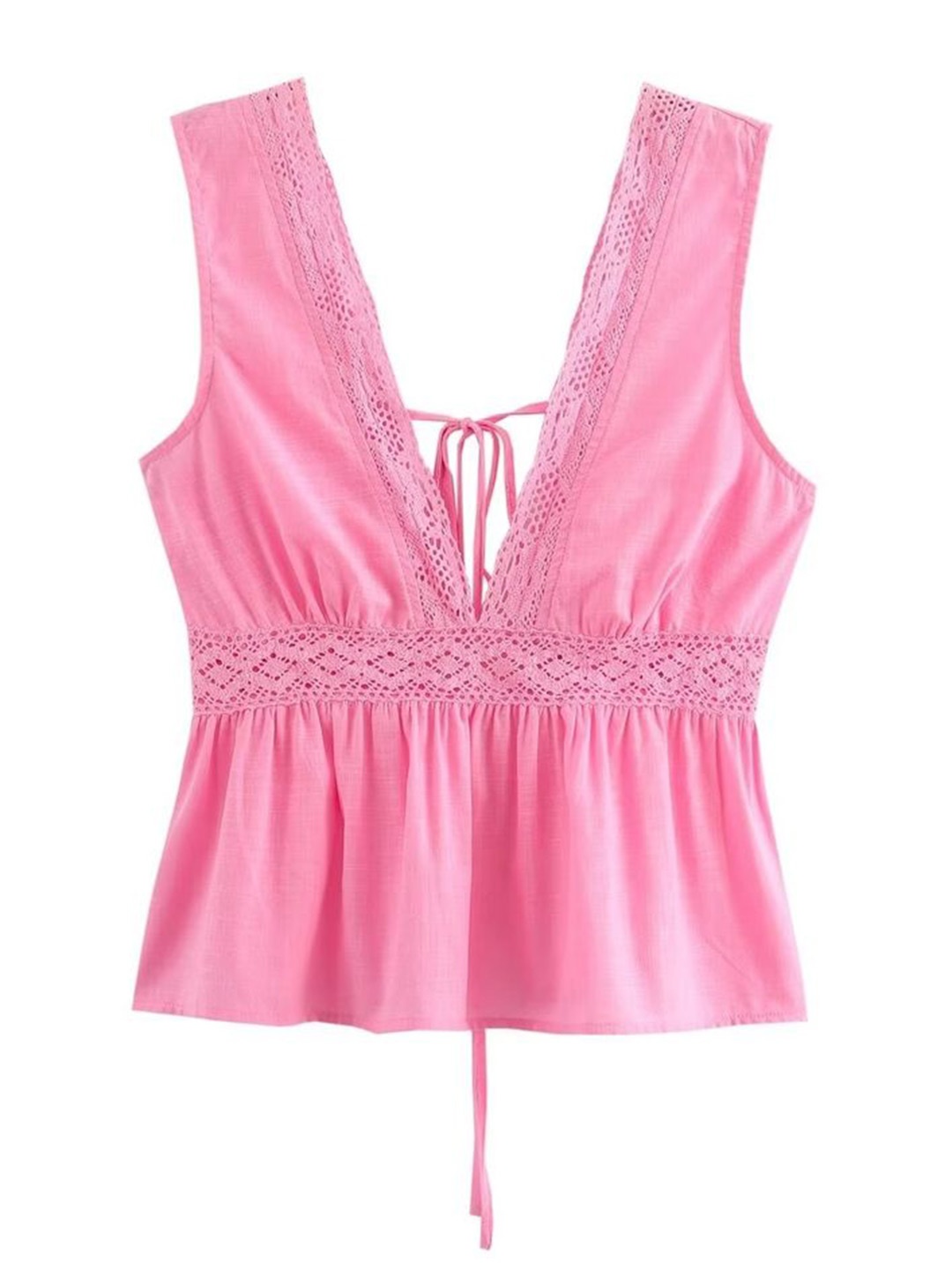 

LULU & SKY Cinched Waist Crop Top, Pink