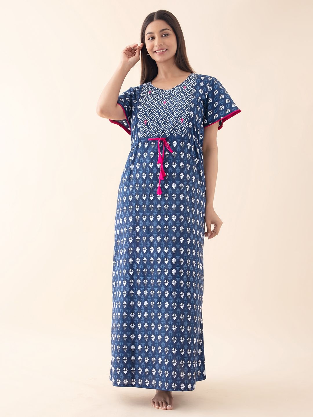 

Maybell Printed Maxi Nightdress, Blue