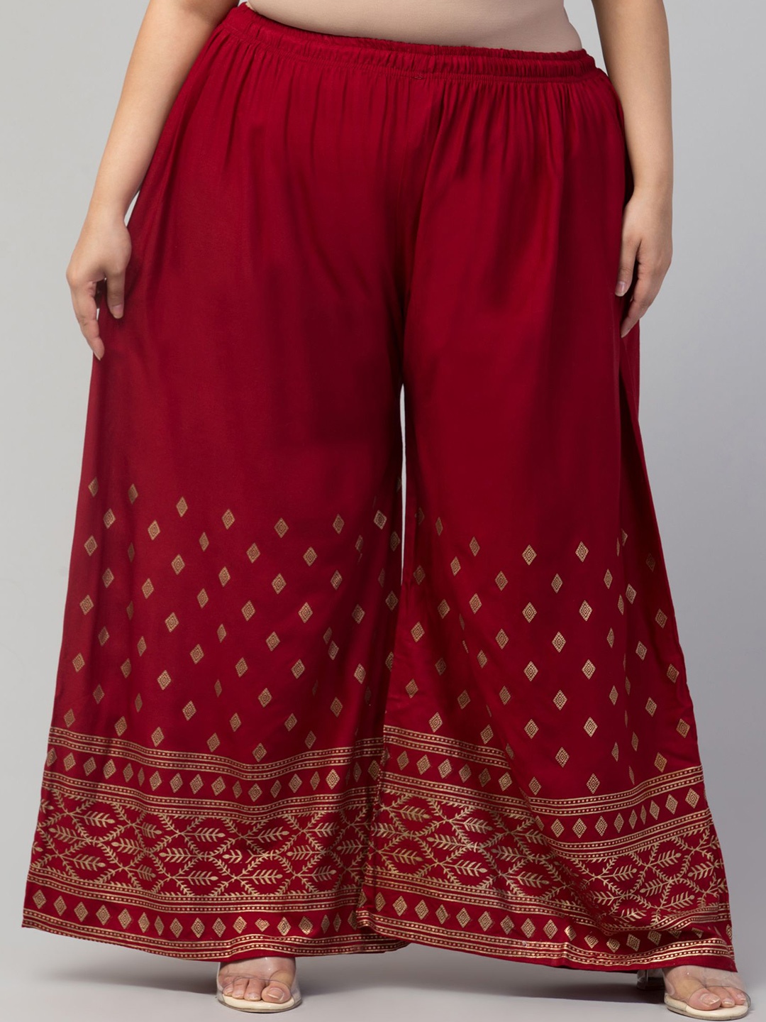 

STYLE PREZONE Women Ethnic Motifs Printed Ethnic Palazzos, Maroon
