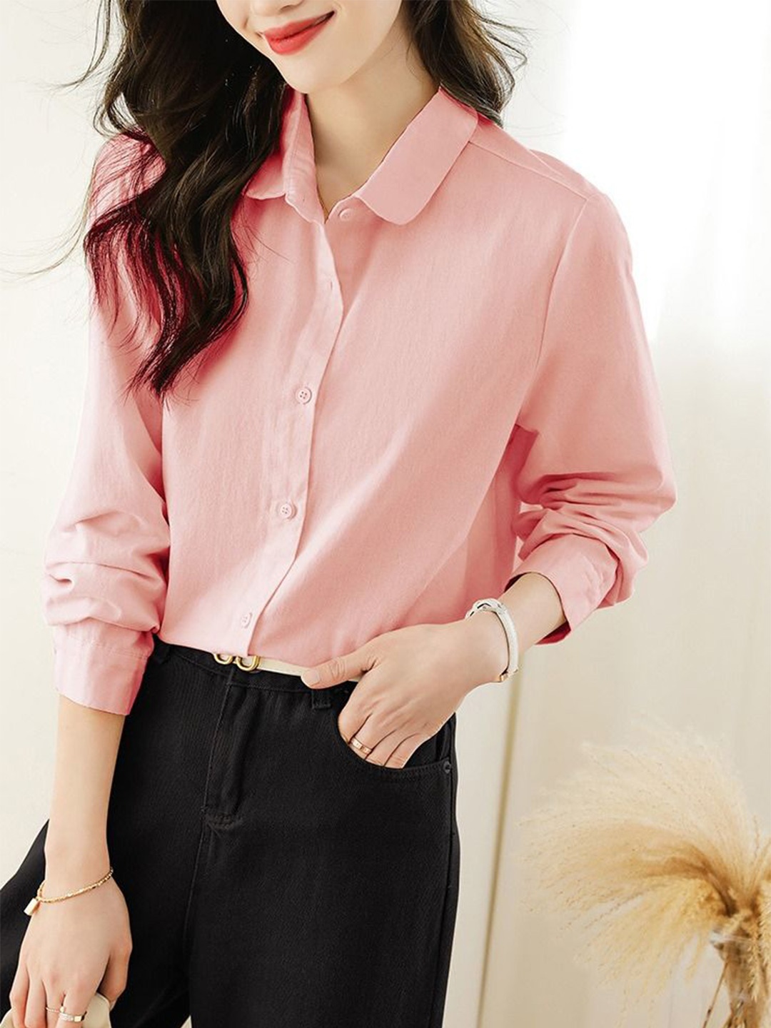 

StyleCast Cotton Solid Shirt Style Top, Pink
