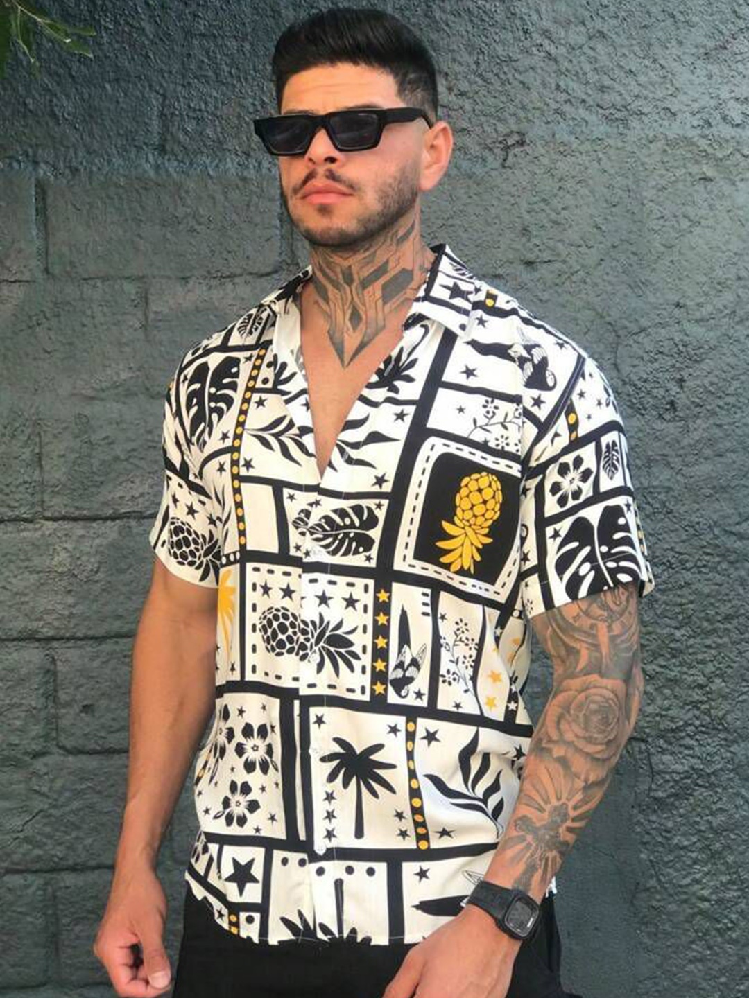 

MARMIC FAB Men Comfort Printed Casual Shirt, White