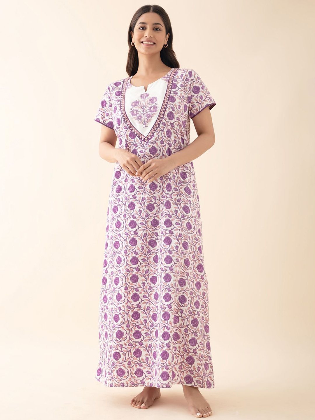 

Maybell Printed Maxi Nightdress, Purple