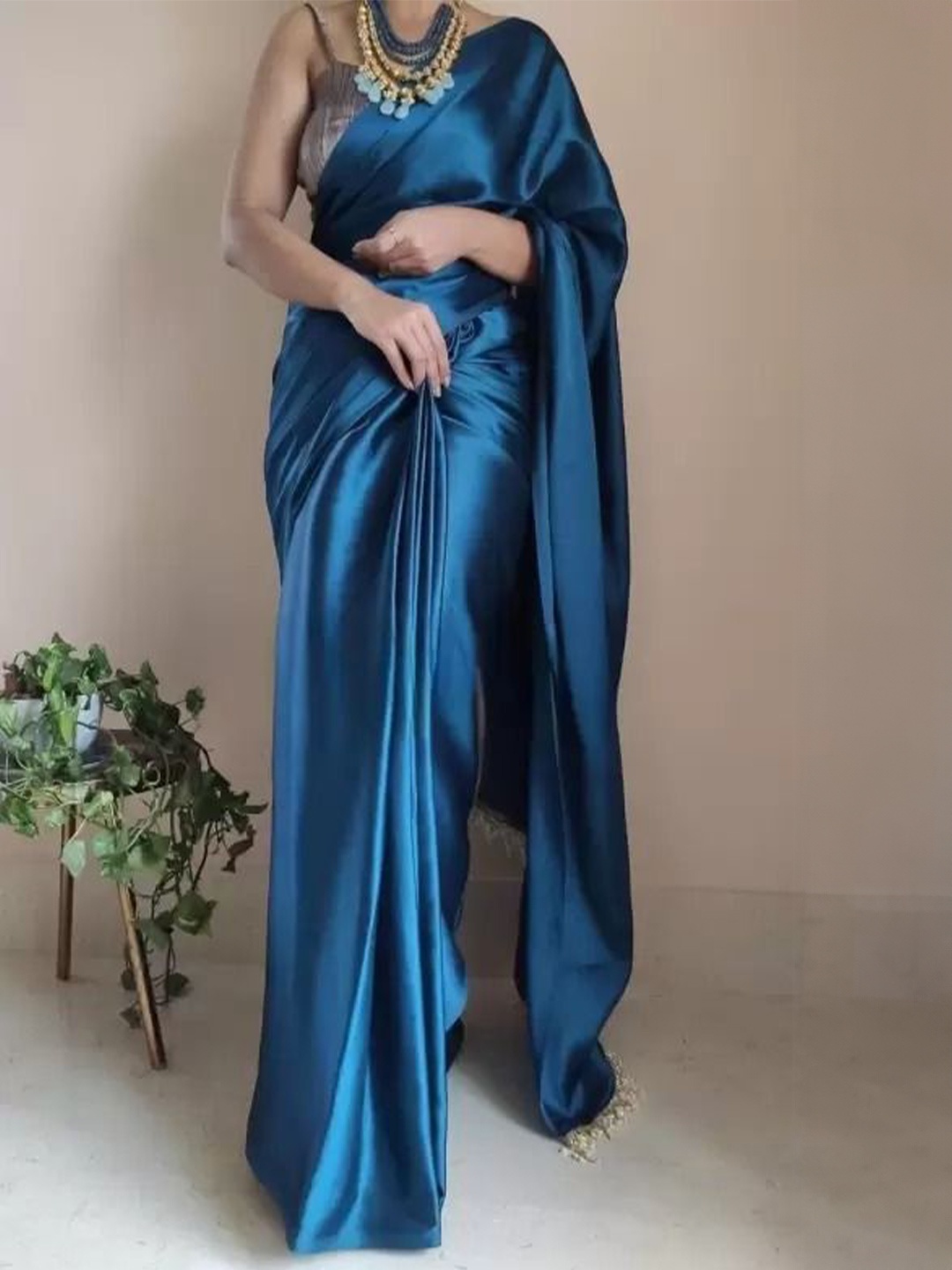

Florence Satin Saree, Blue