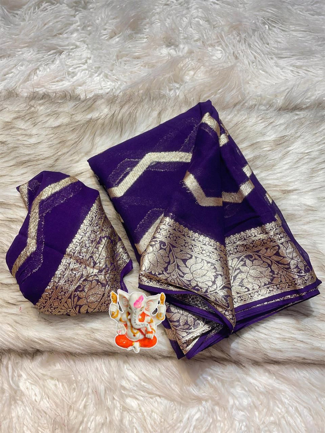 

PAYAL CREATION Woven Design Zari Pure Georgette Banarasi Saree, Blue