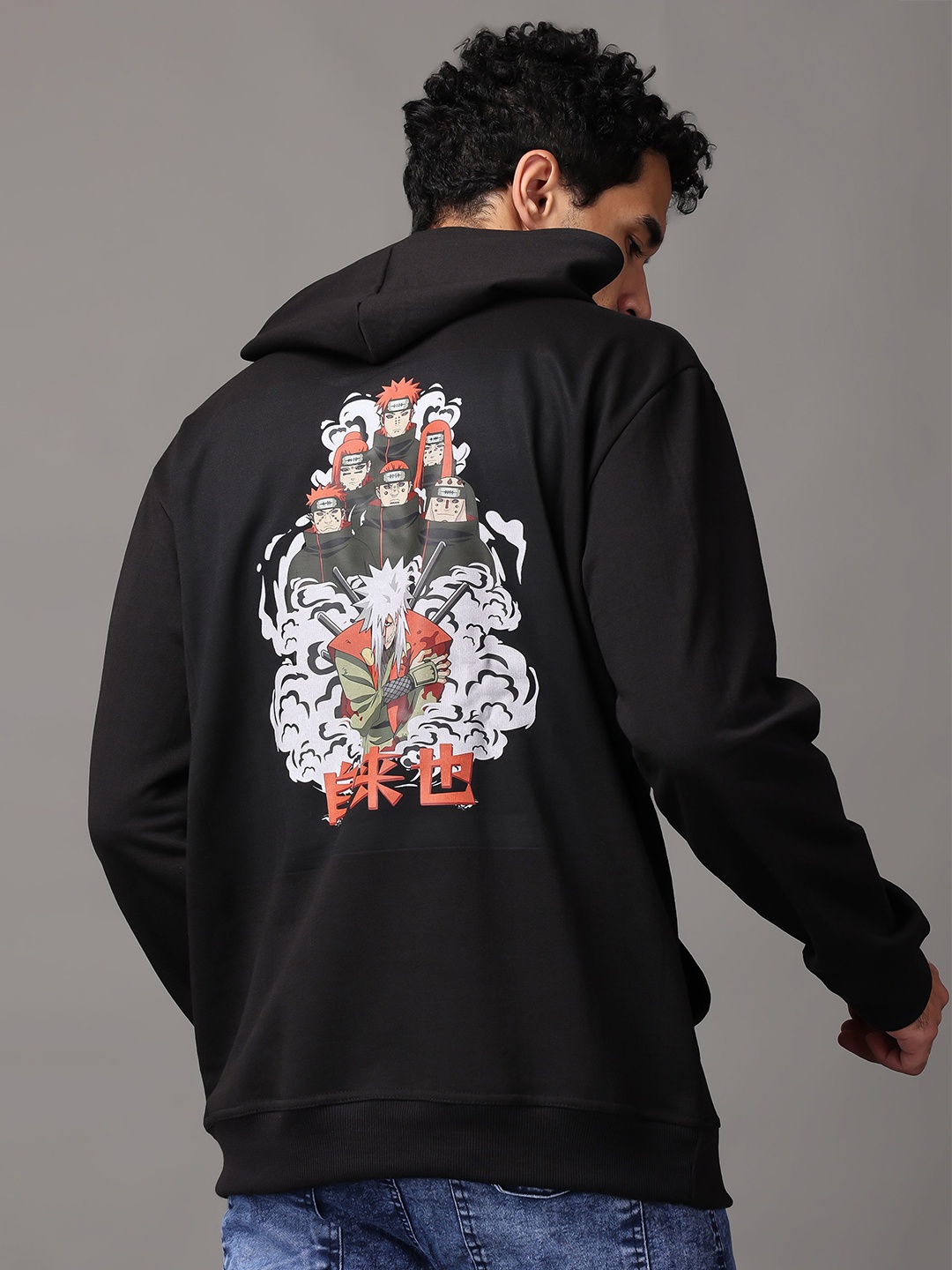 

zentik Men Printed Hooded Pullover Sweatshirt, Black