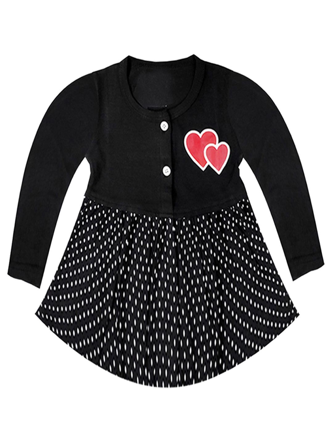 

KidzzCart Girls Polka Dot Printed Fit & Flare Dress, Black