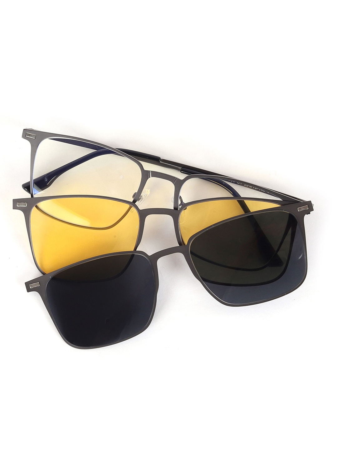

HASHTAG EYEWEAR Unisex Full Rim Clip on Rectangle Frames With Blue-Cut Lens - 37600, Grey