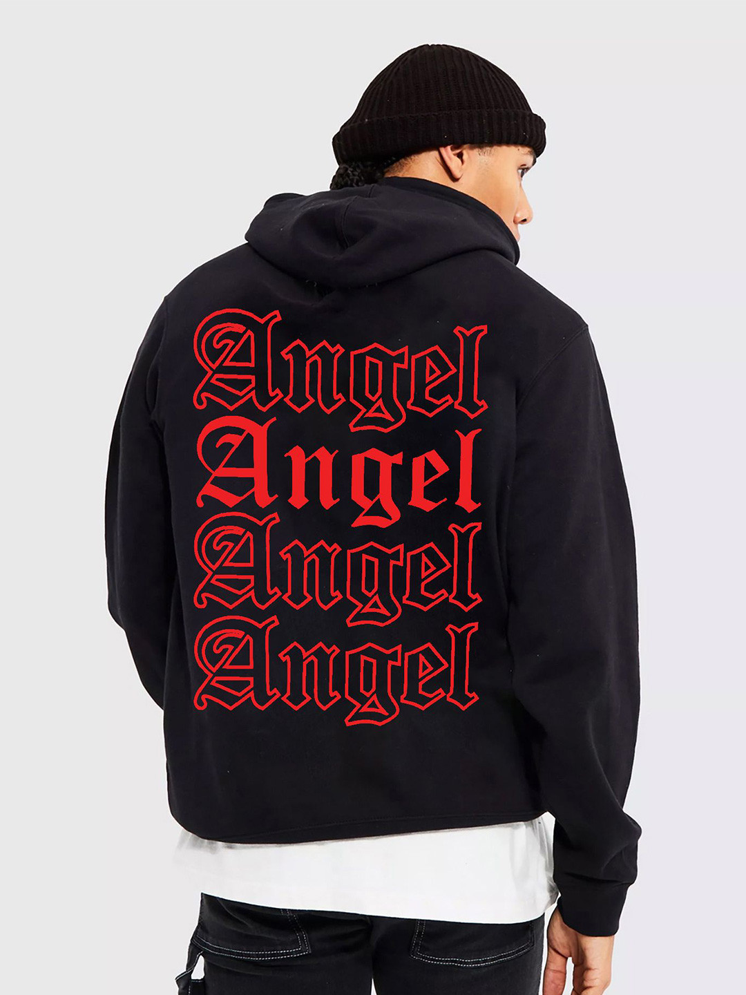 

zentik Men Printed Hooded Sweatshirt, Black