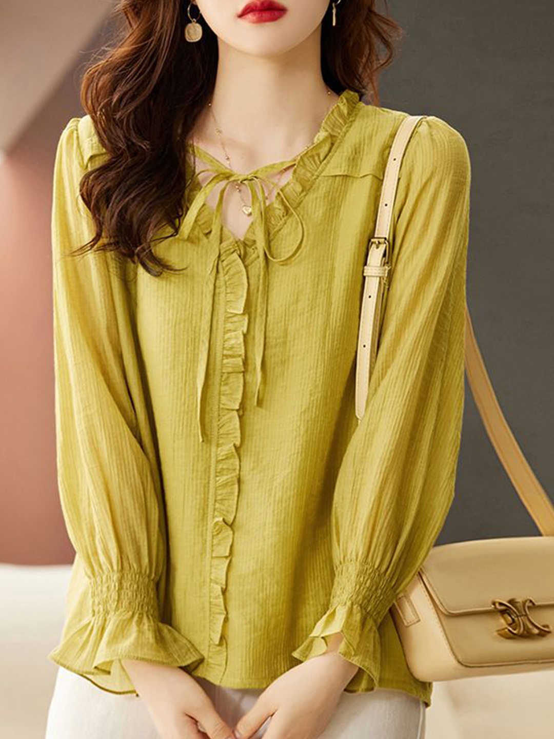 

StyleCast Women Bell Sleeves Cotton Top, Green