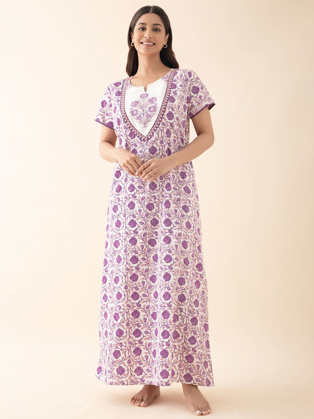 

Maybell Printed Maxi Nightdress, Purple