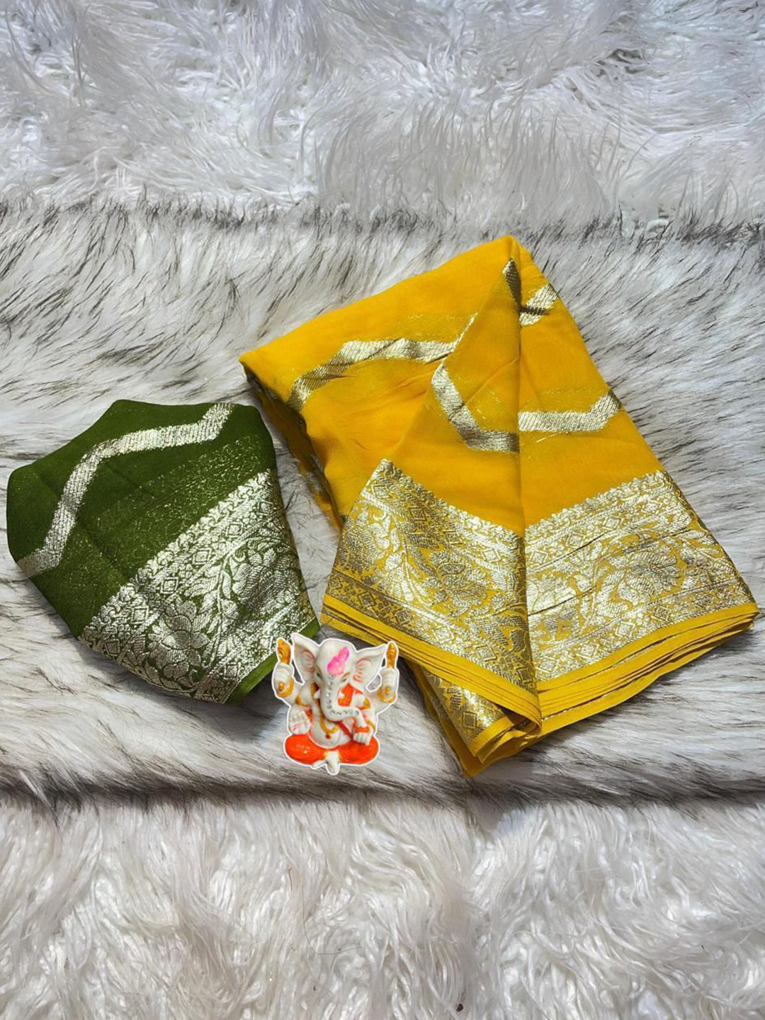 

PAYAL CREATION Woven Design Pure Georgette Banarasi Saree, Yellow