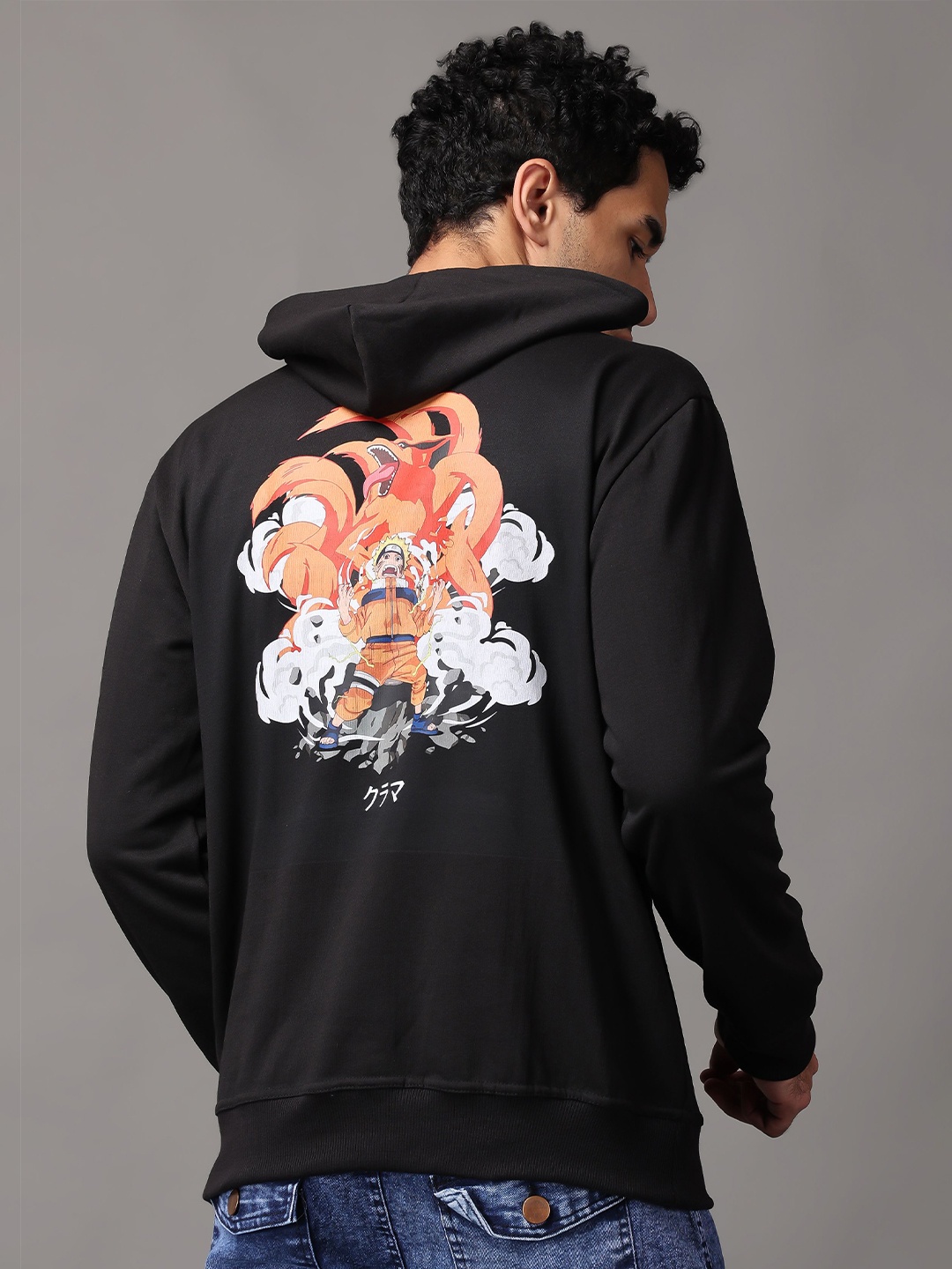 

zentik Men 90s ANIME Graphic Printed Hooded Sweatshirt, Black