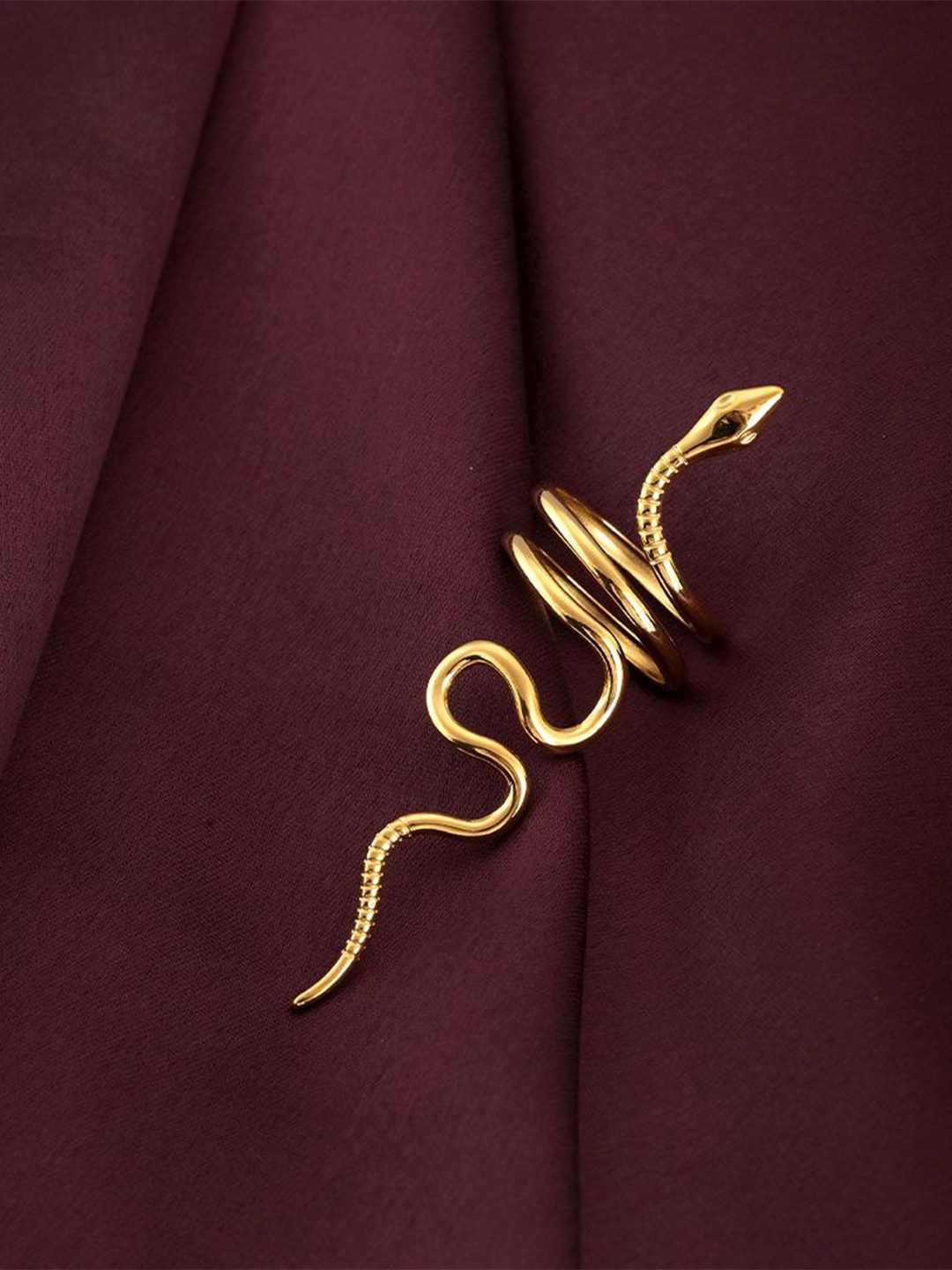

PALMONAS Gold-Plated Stainless Steel Serpent Ring For Womens Waterproof & Anti-Tarnish