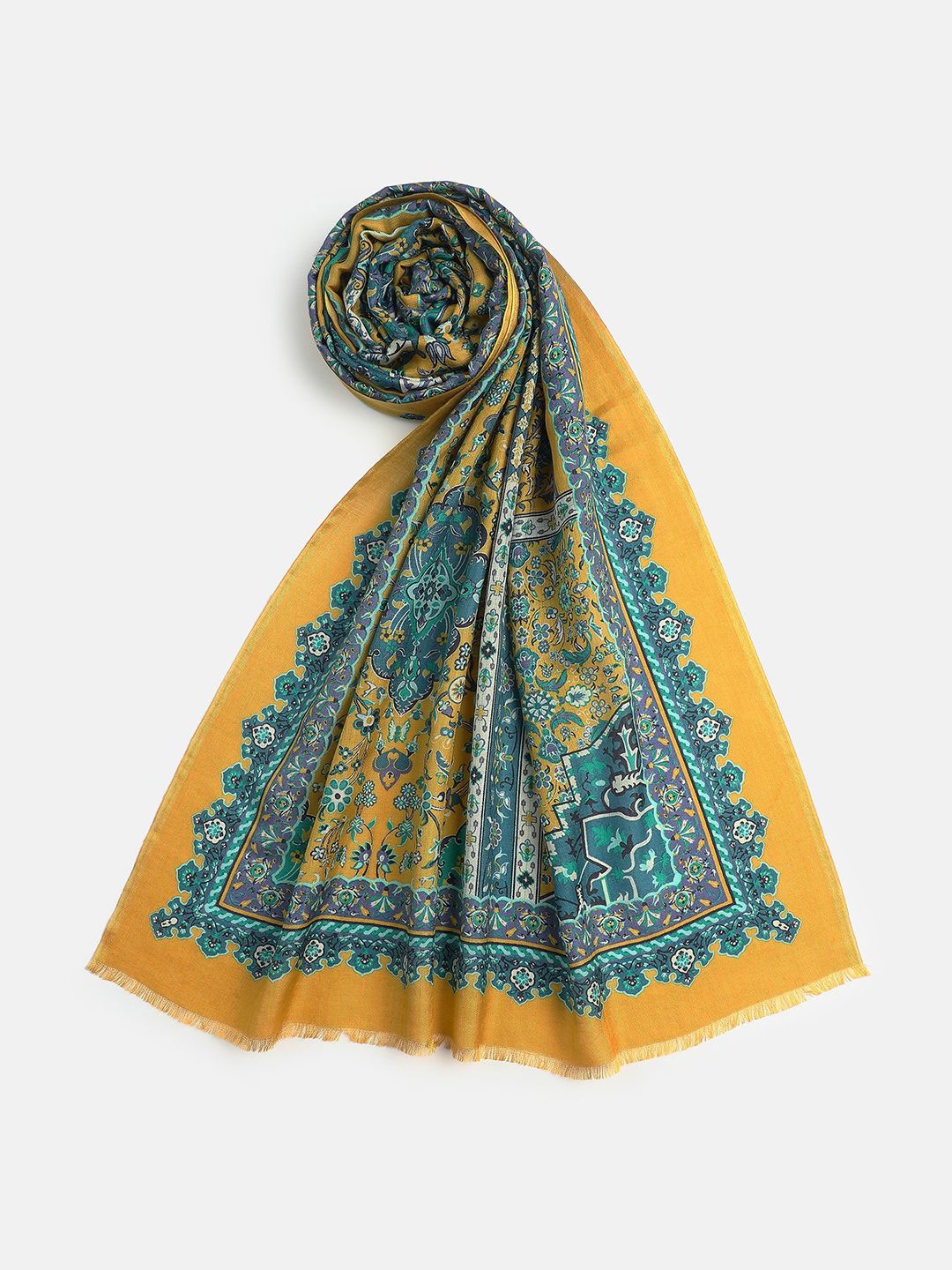 

SHINGORA Women Ethnic Motifs Printed Stole, Mustard