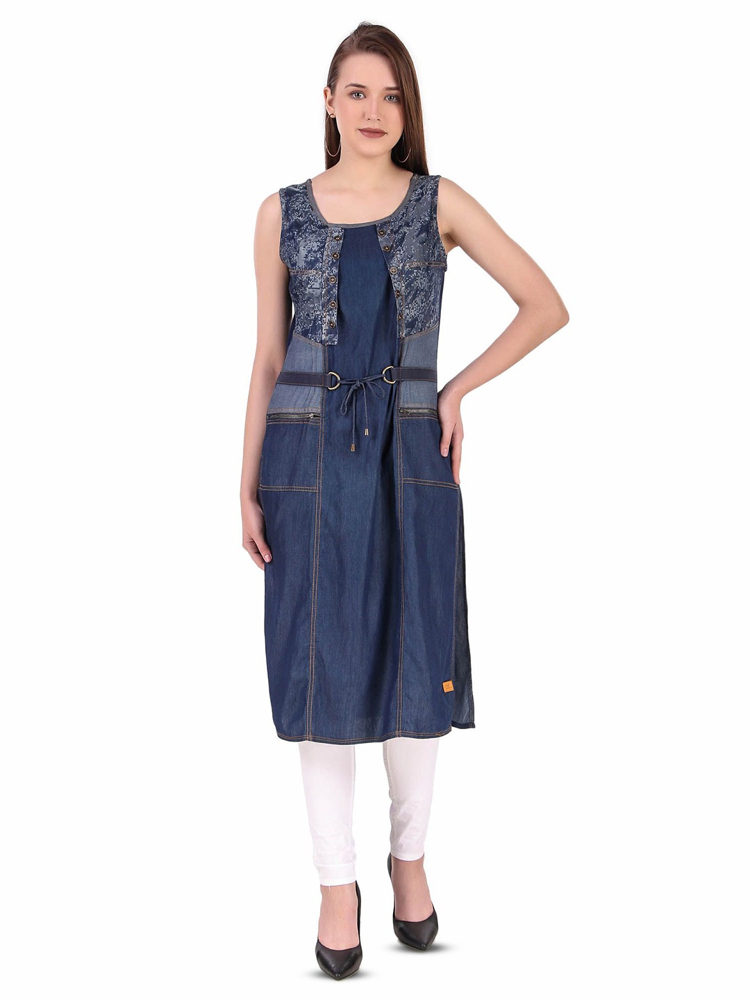 

Pose india Women Denim Cotton Kurta, Blue