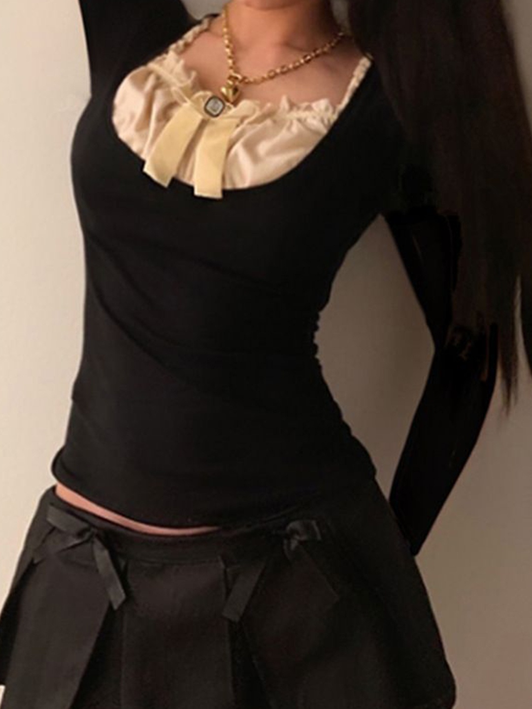 

StyleCast Square Neck Fitted Crop Top, Black