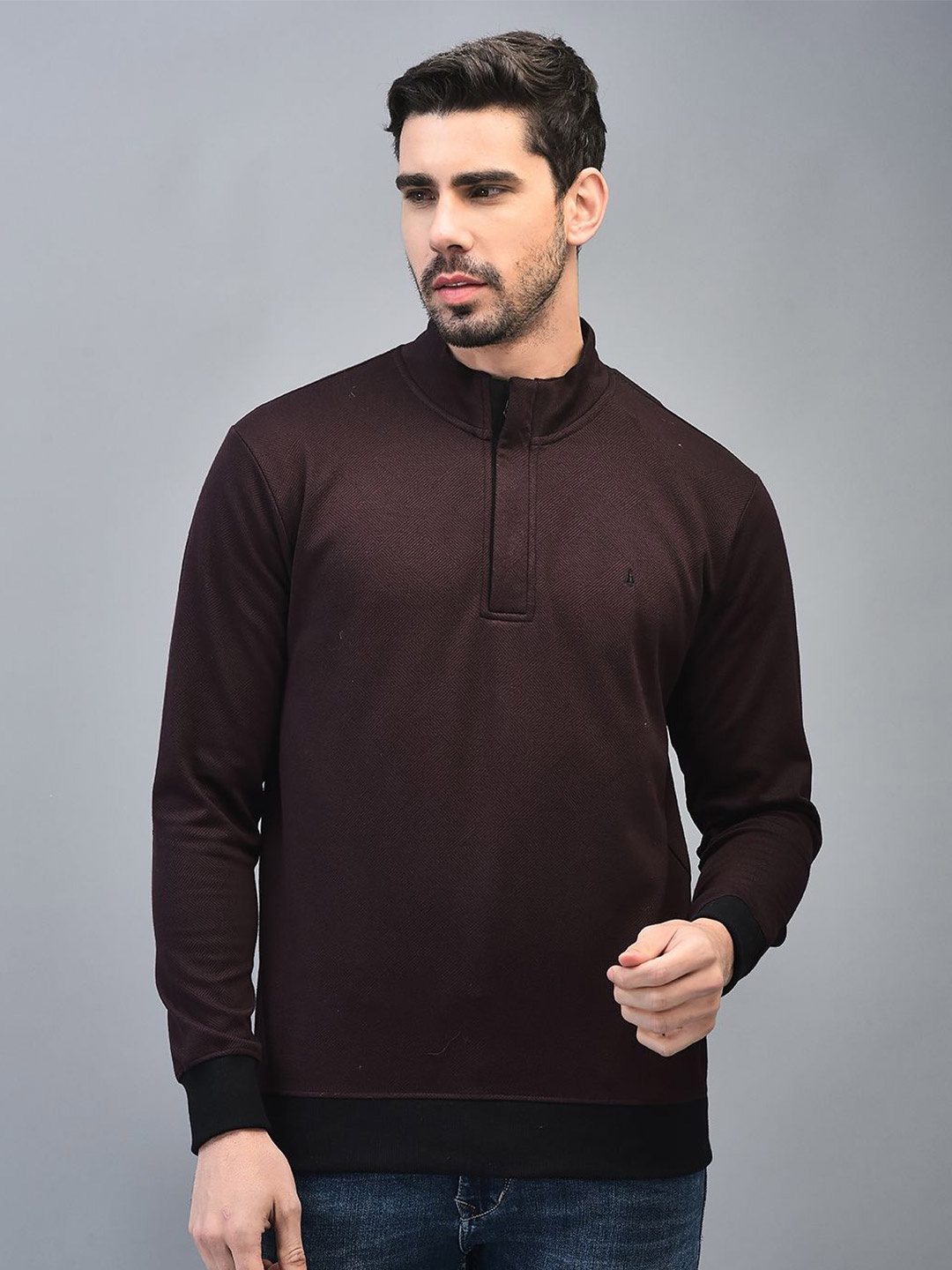 

CANOE Men Mock Collar Pullover Sweatshirt, Maroon