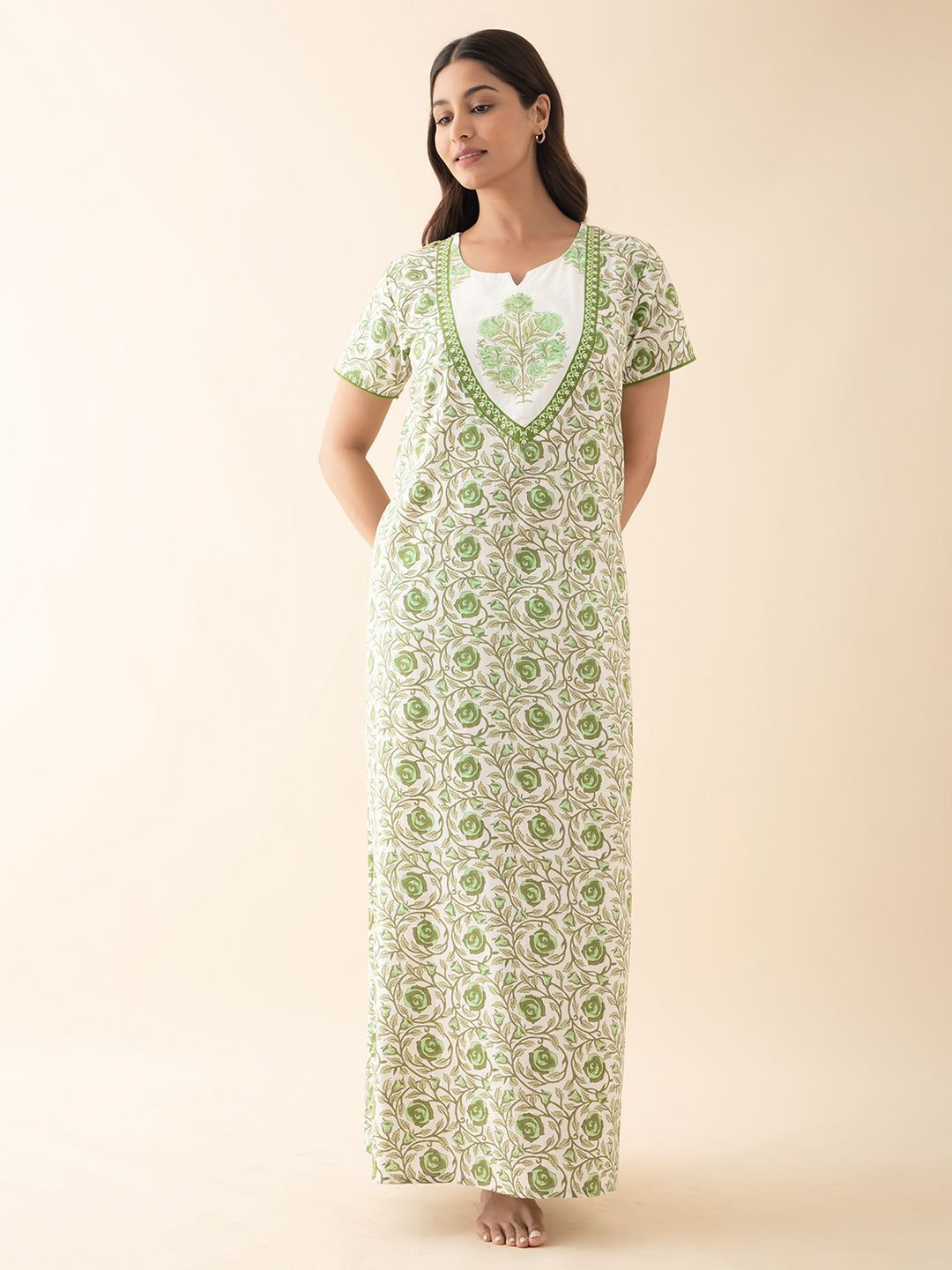 

Maybell Printed Maxi Nightdress, Green