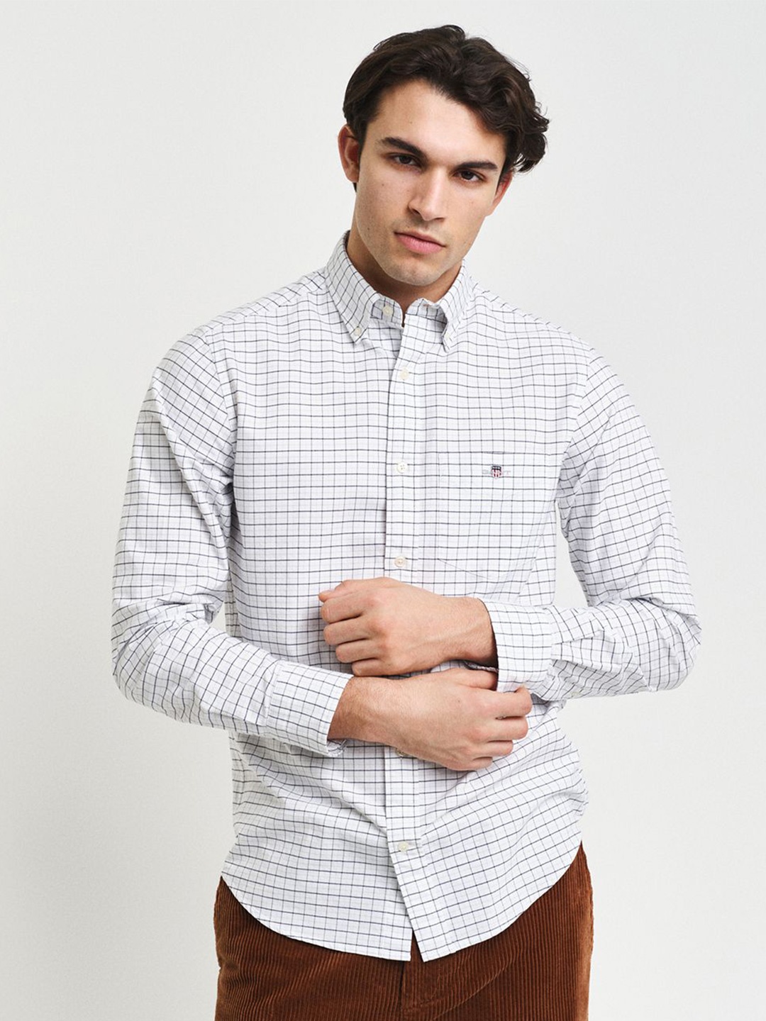 

GANT Men Button-Down Classic Oxford Check Cotton Casual Shirt, Blue