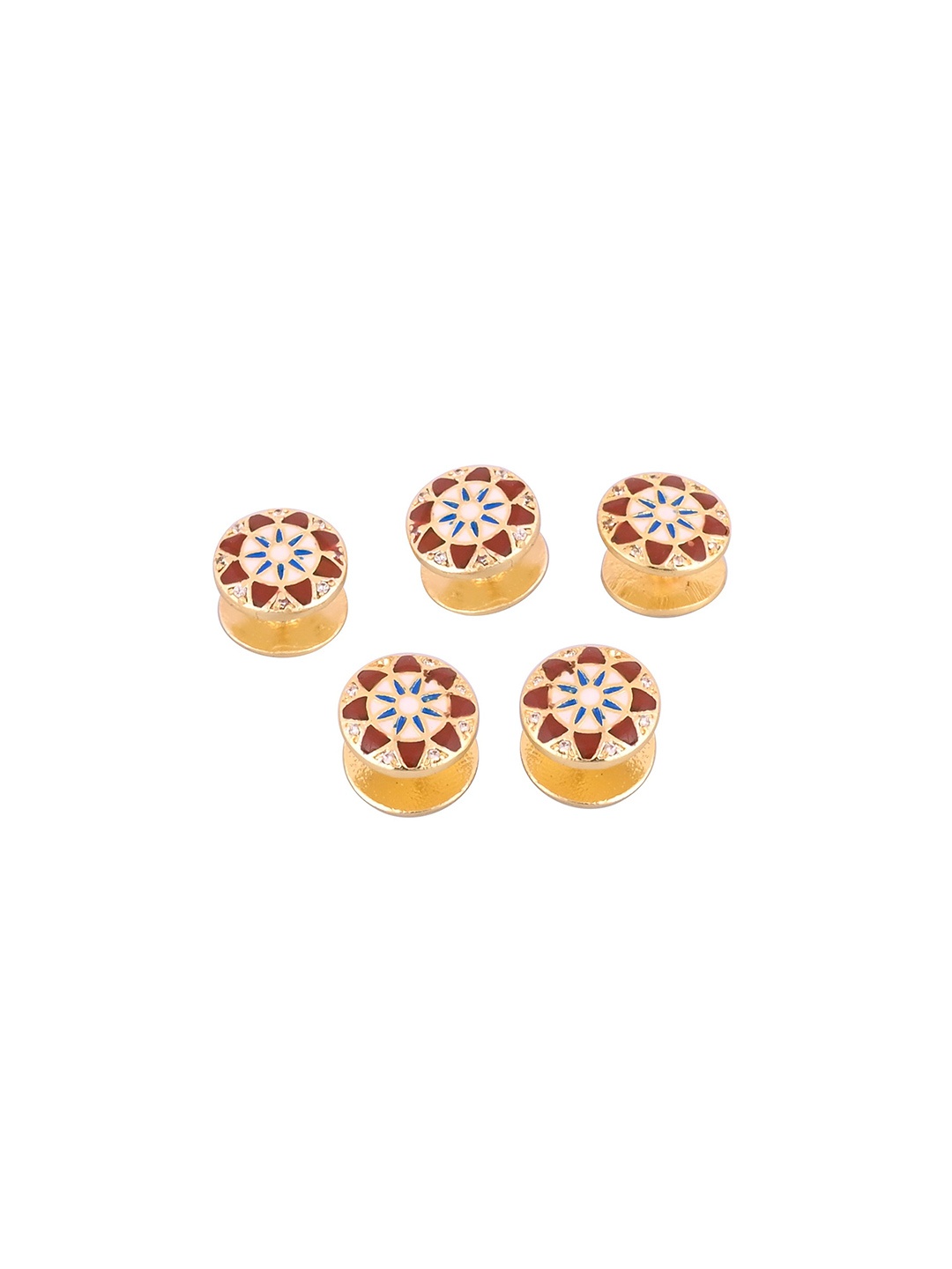 

House of Pataudi Set Of 5 Gold Plated Stone Studded Kurta Button