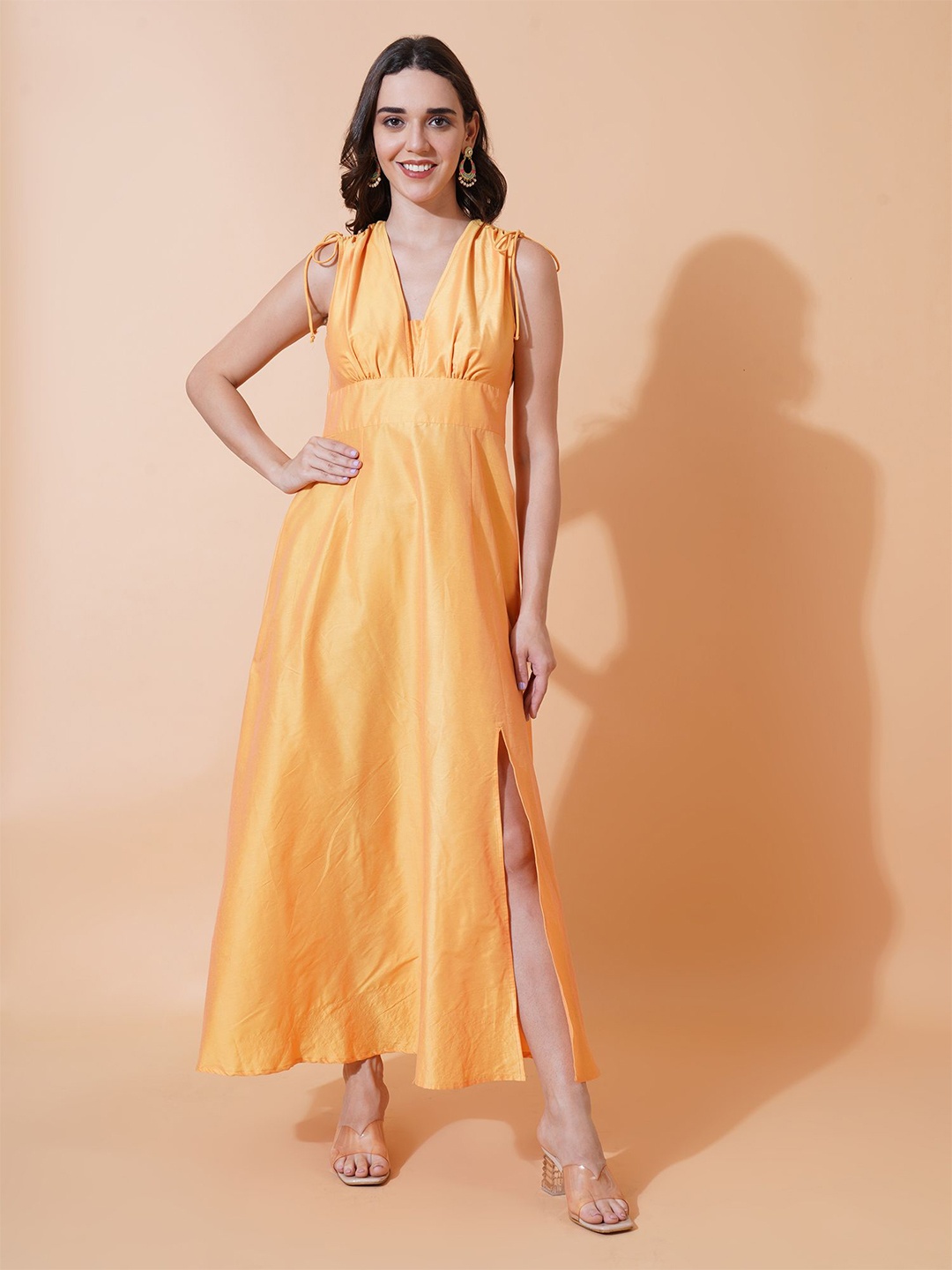 

Mast & Harbour Women V-Neck Maxi Dress, Yellow