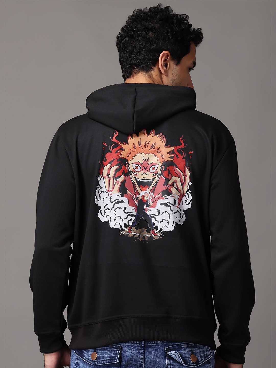

zentik Men Graphic Printed Hooded Sweatshirt, Black
