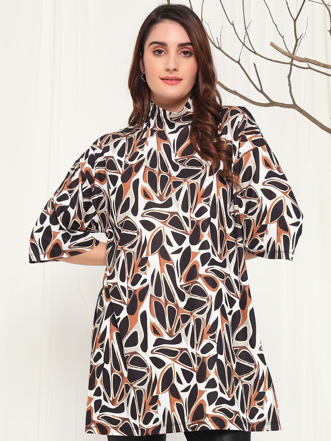 

TANDUL Animal Print Extended Sleeves PU Coated Top, Multi