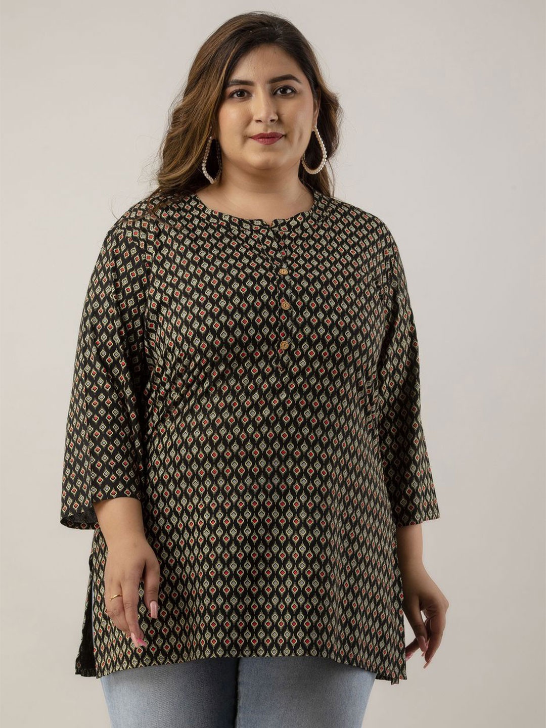 

Fashion Zest Women Plus Size Comfortable Printed Tunic, Black