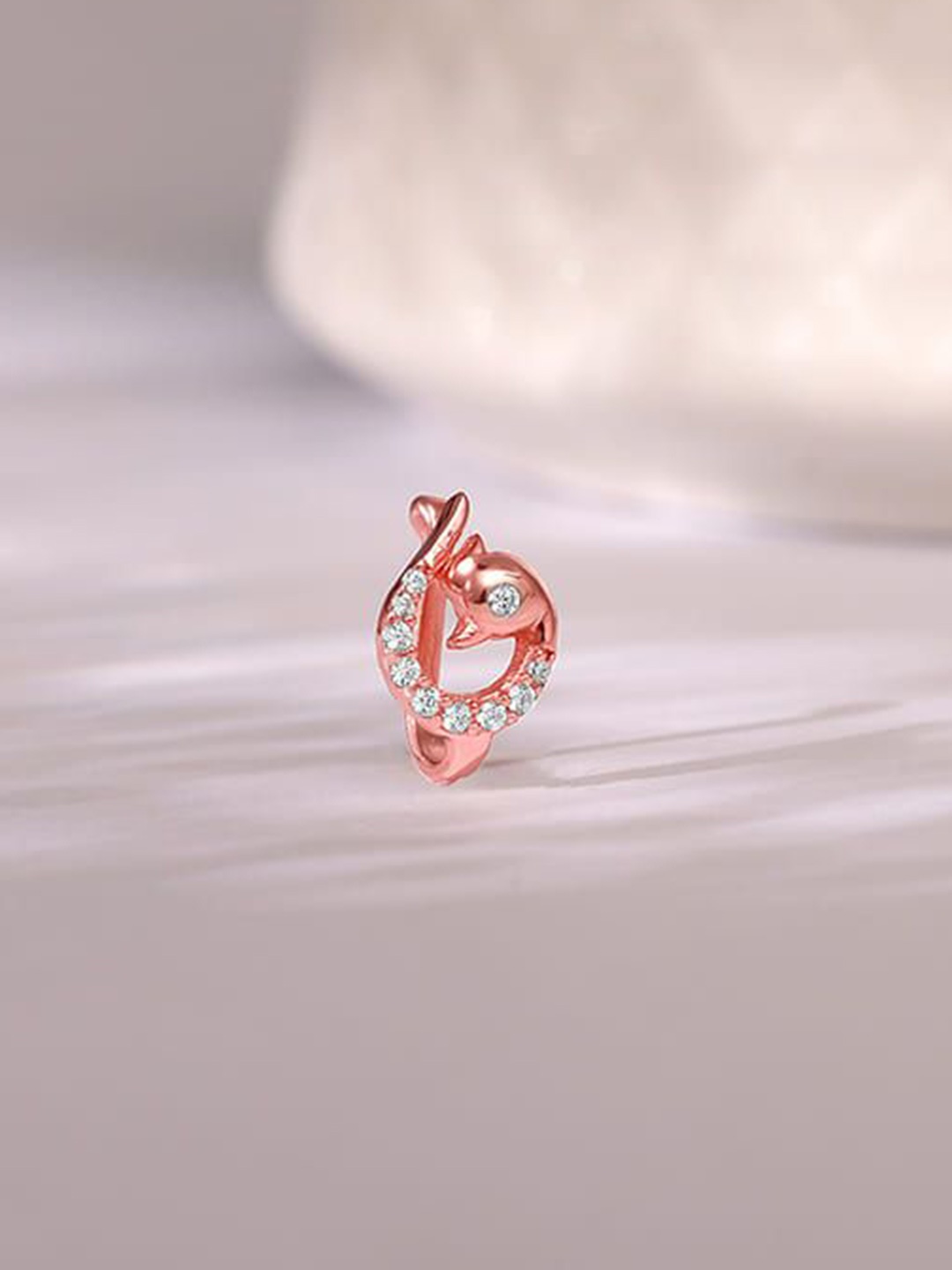 

GIVA 925 Silver Rose Gold-Plated Cubic Zirconia Stud Nosepin