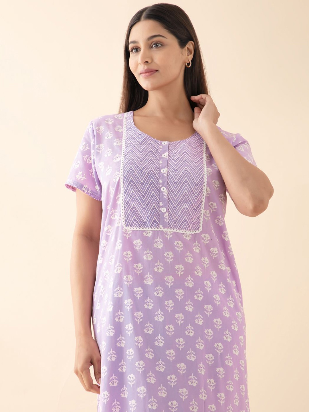 

Maybell Printed Maxi Nightdress, Purple