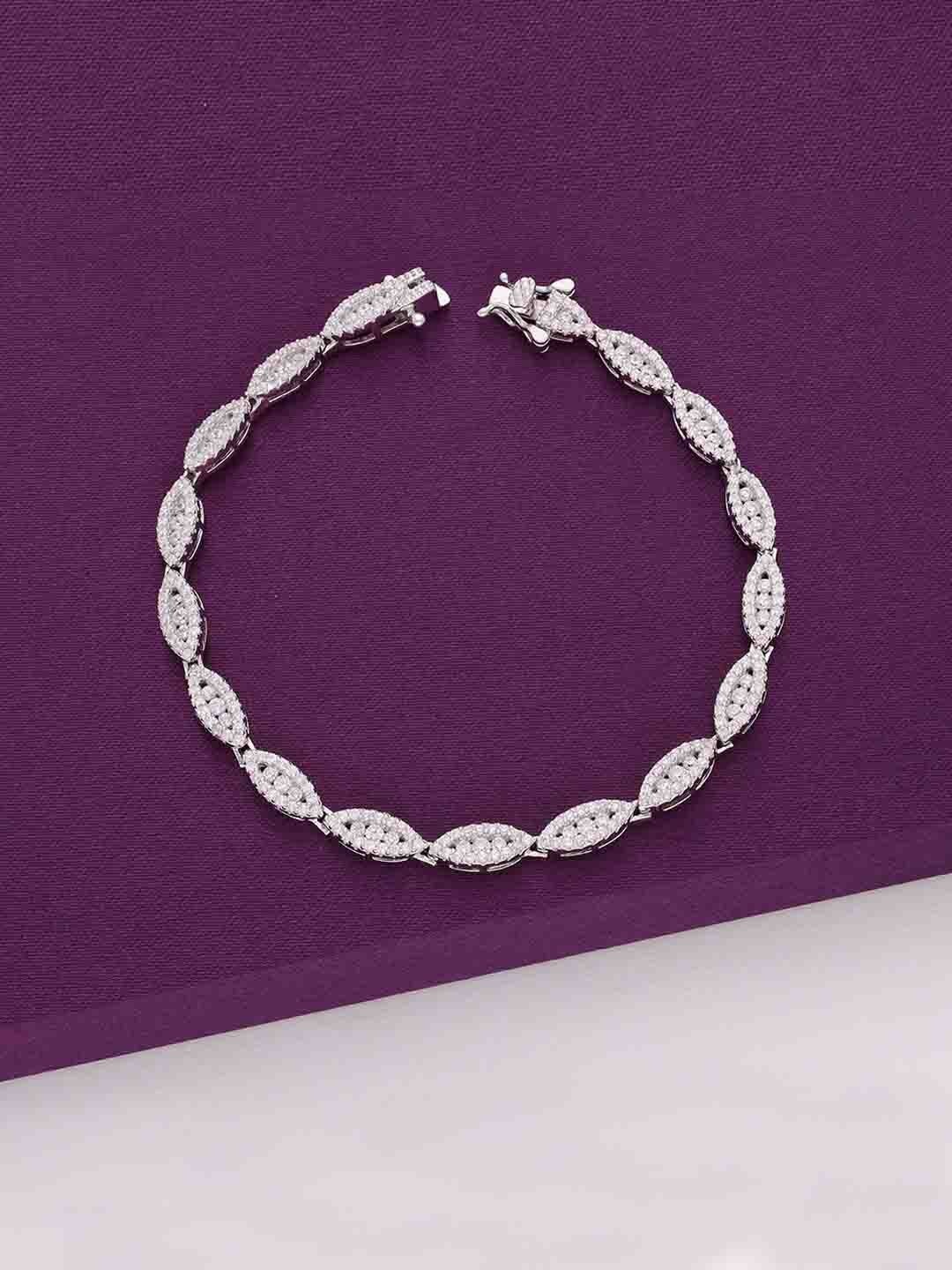 

KAI JEWEL Women 92.5 Silver CZ & Crystal Studded Pears Rhodium-Plated Link Bracelet