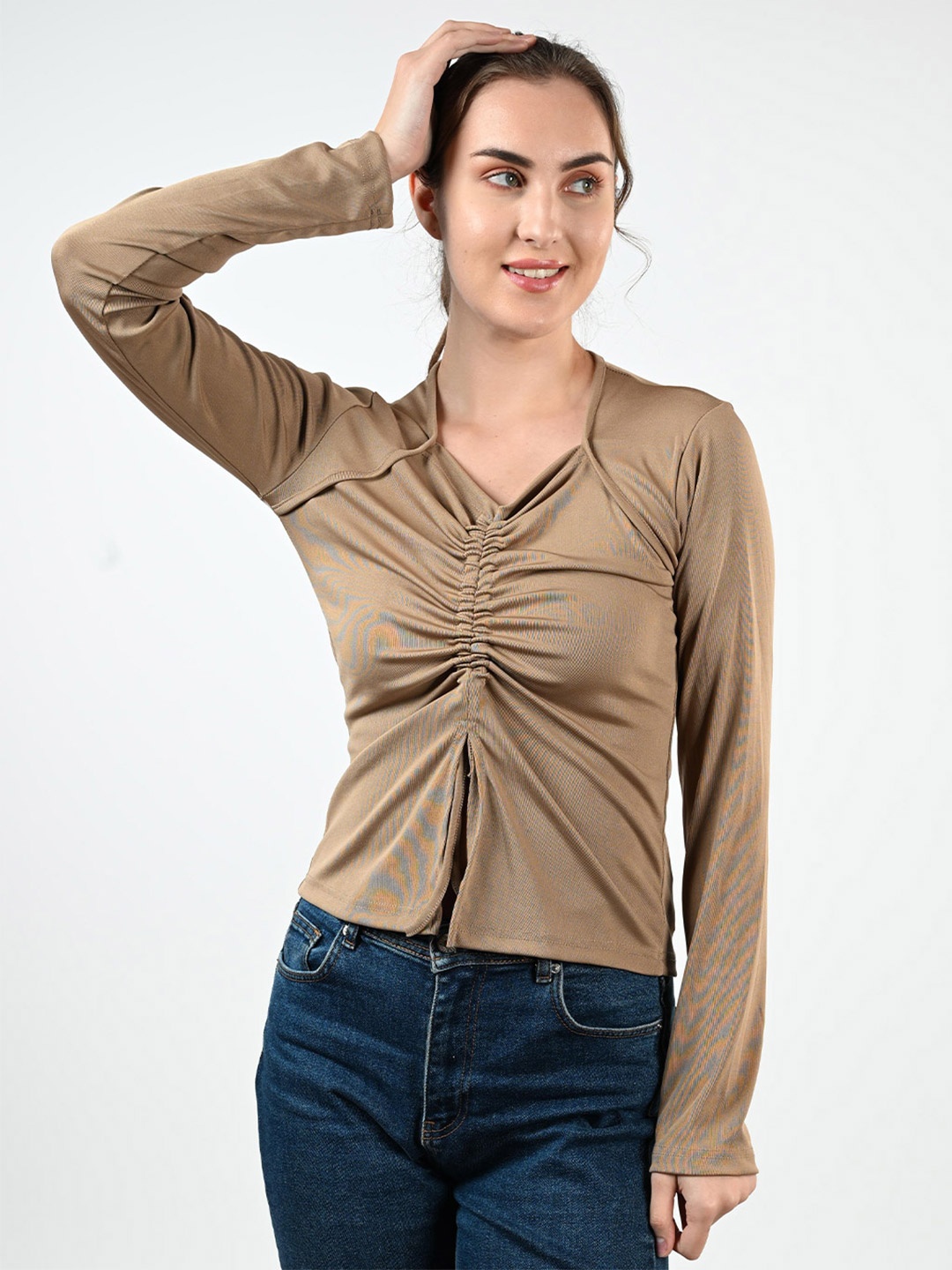 

StyleCast Women Ruched Detail Top, Khaki